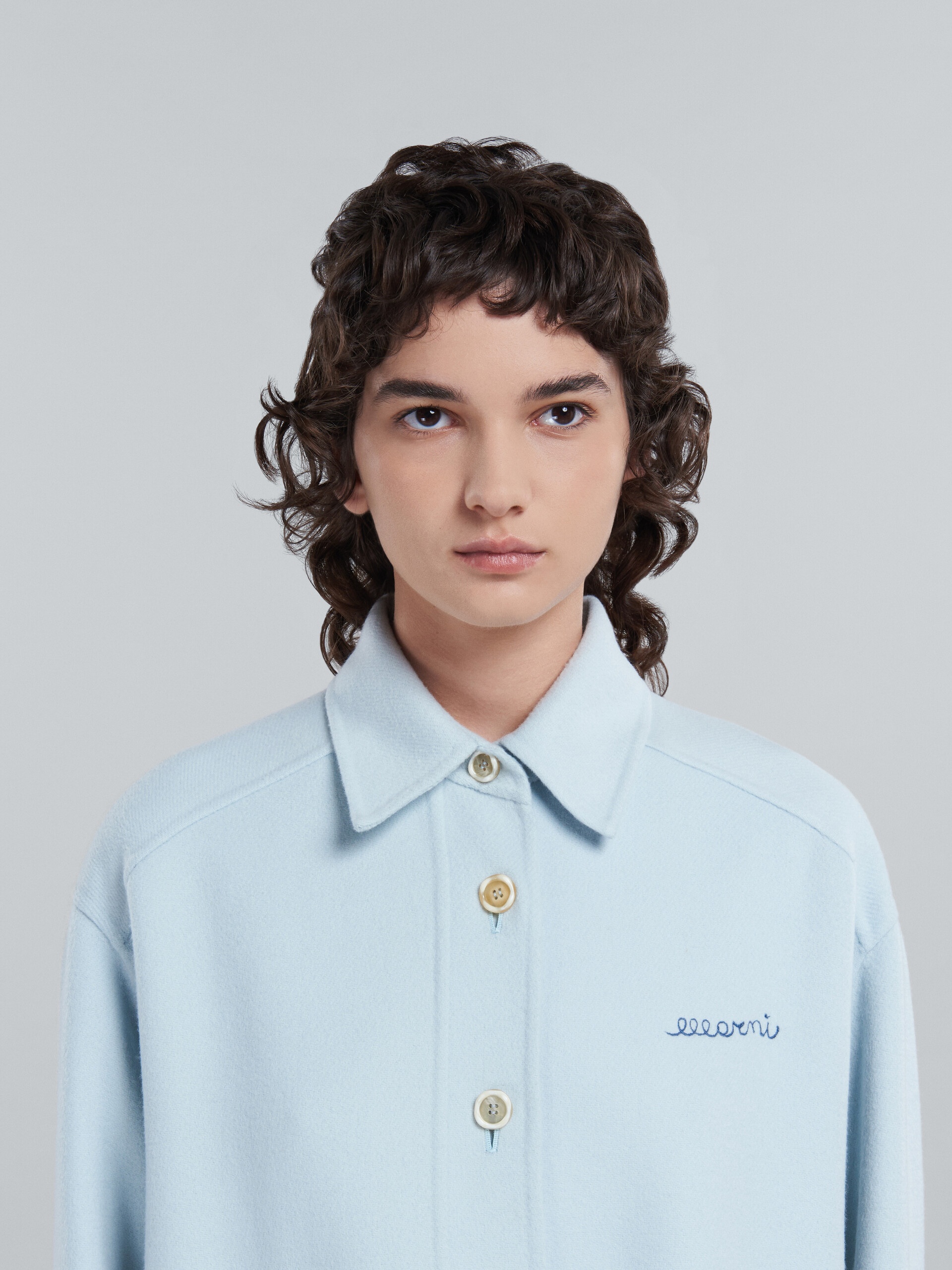 LIGHT BLUE JACKET IN WOOL AND CASHMERE - 4