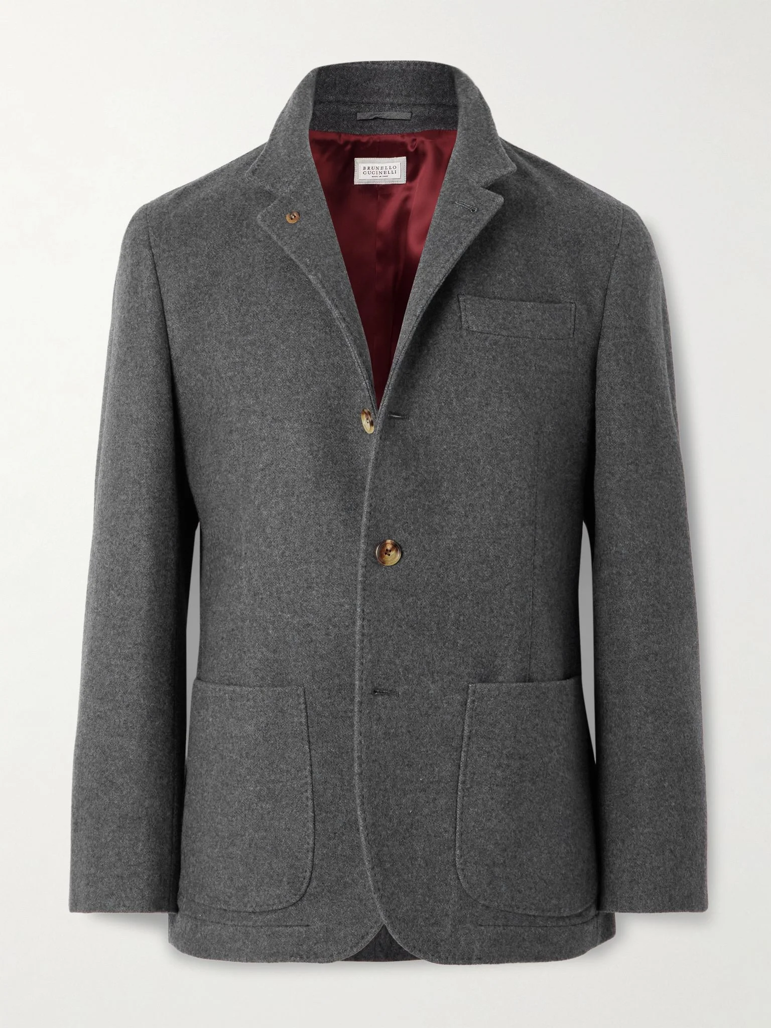 Unstructured Brushed-Cashmere Blazer Gray - 1