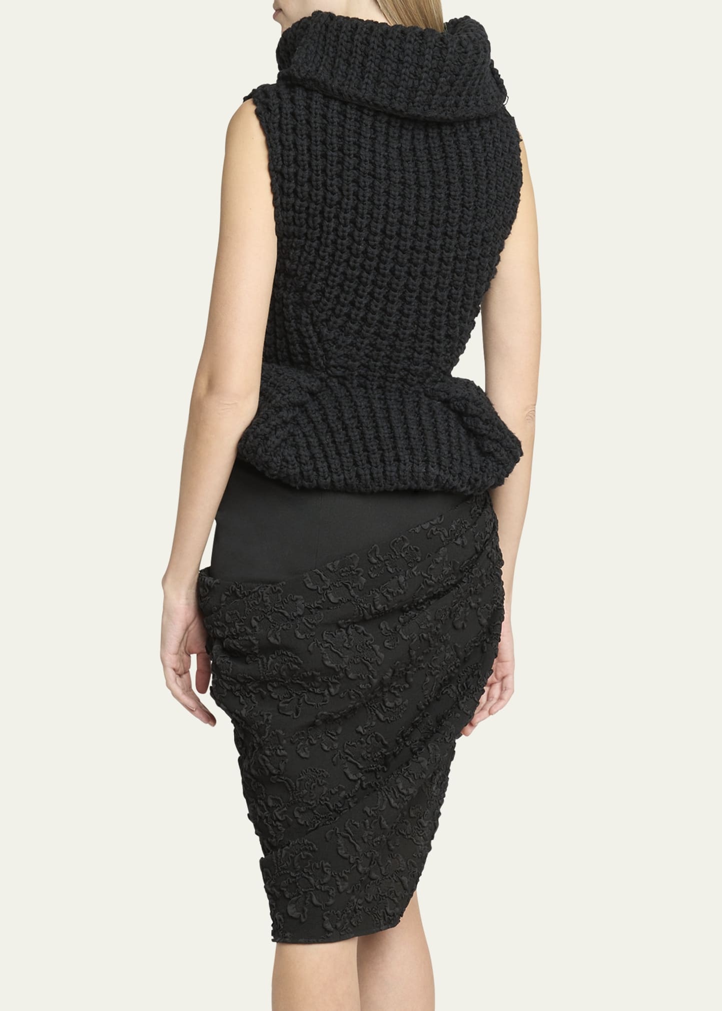 Structured Turtleneck Cable Wool Top - 3