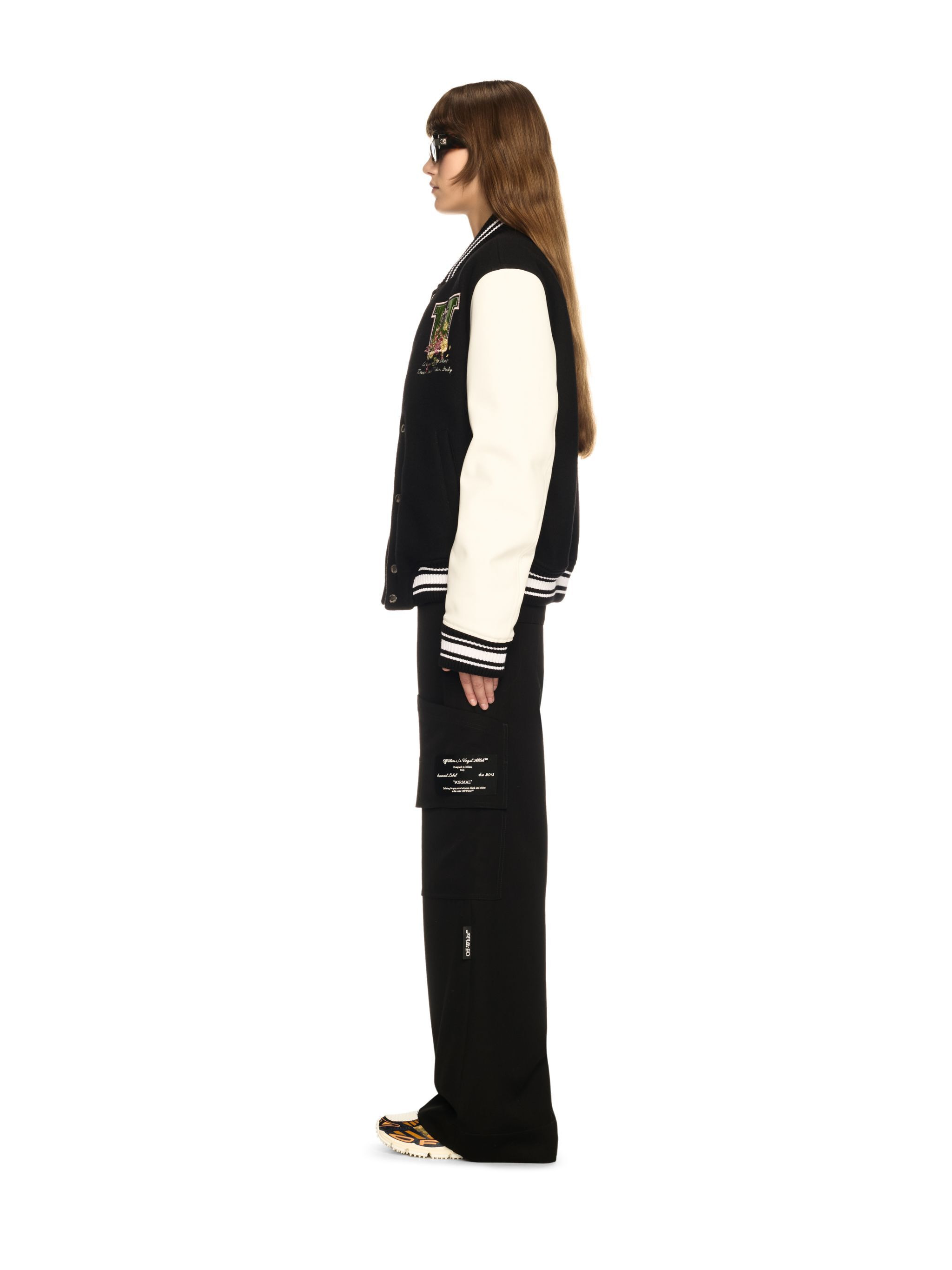 Black Flowers Varsity Jacket - 3