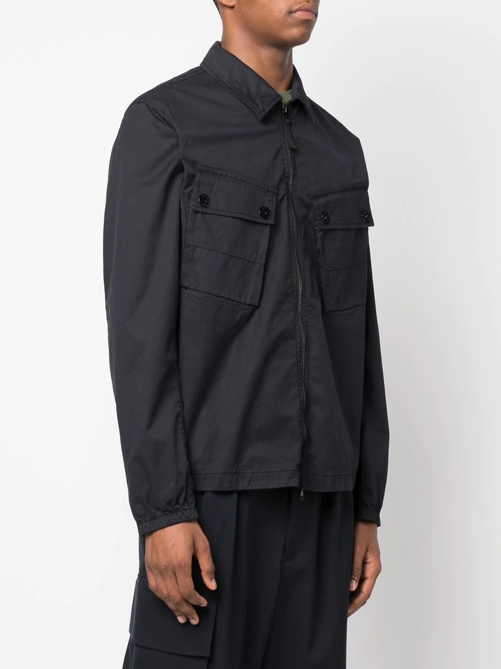 Compass-patch zip-up shirt - 3