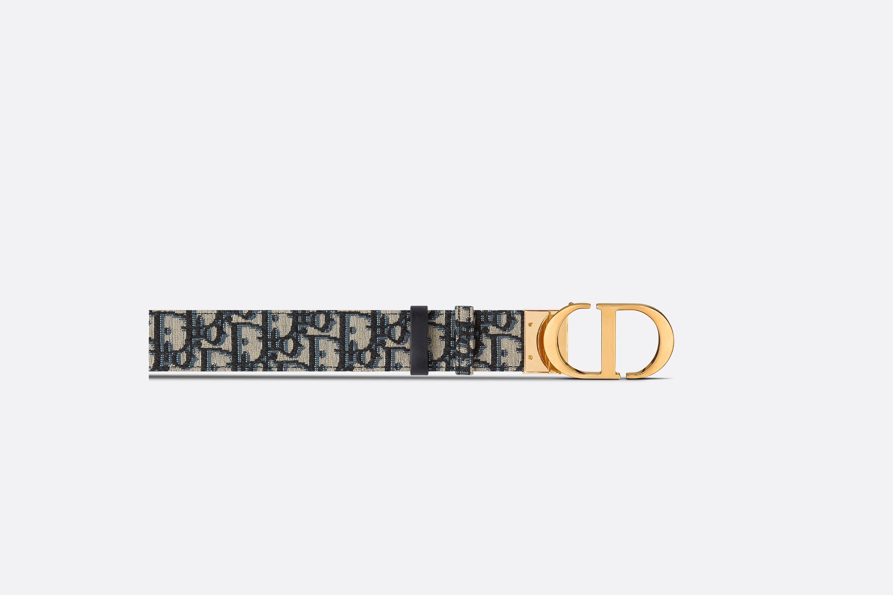 CD Icon Reversible Belt Strap Black Smooth Calfskin, 35 MM