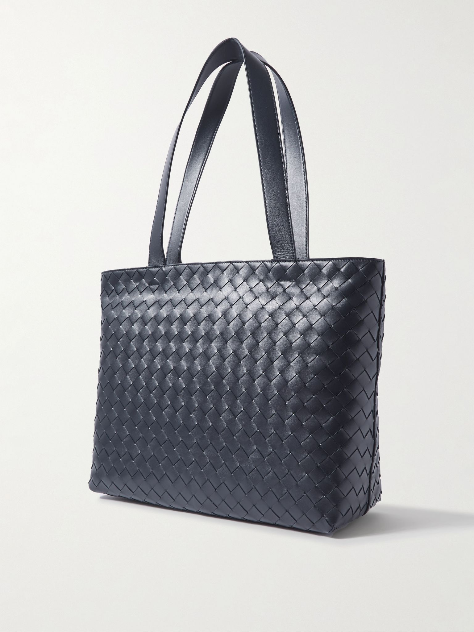 Avenue Small Intrecciato Leather Tote Bag Navy - 3