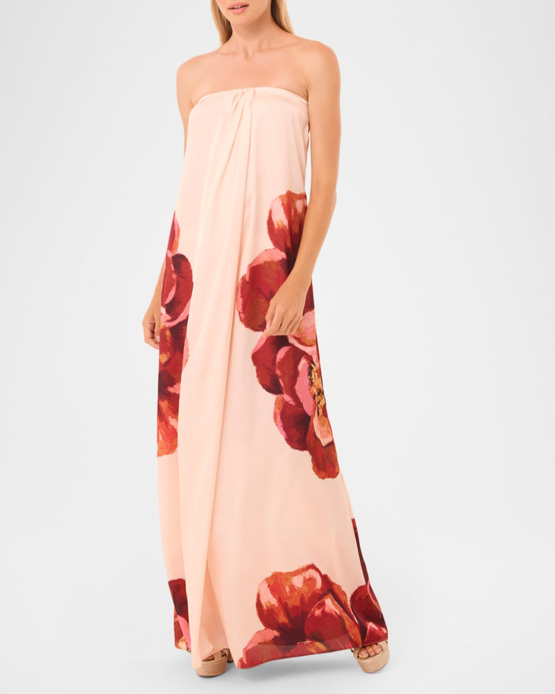 MISA Divina Strapless Floral Satin Maxi Dress outlook