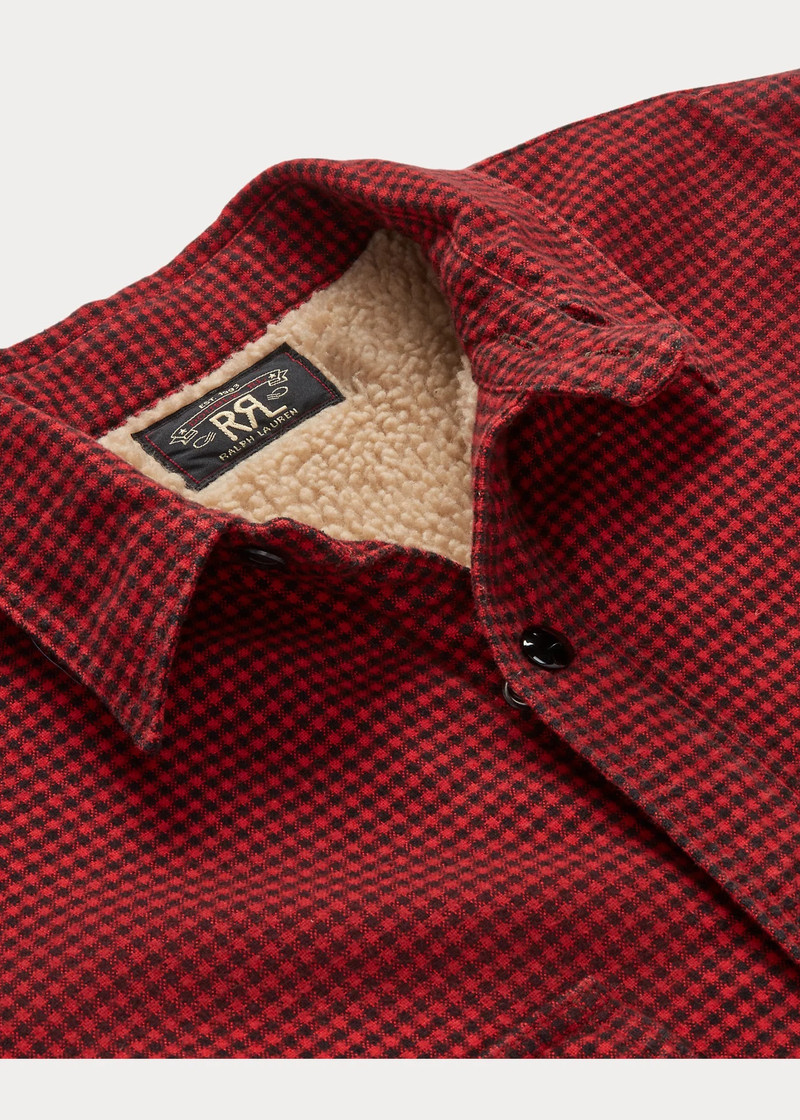 Fleece-Lined Checked Twill Overshirt 5