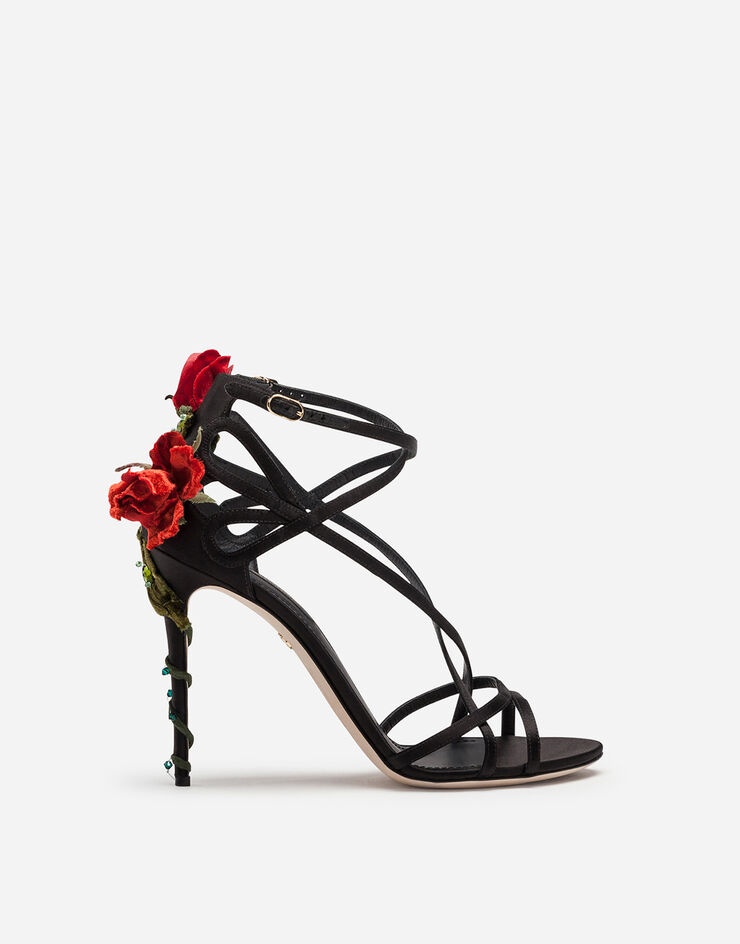 Satin sandals with embroidery - 1