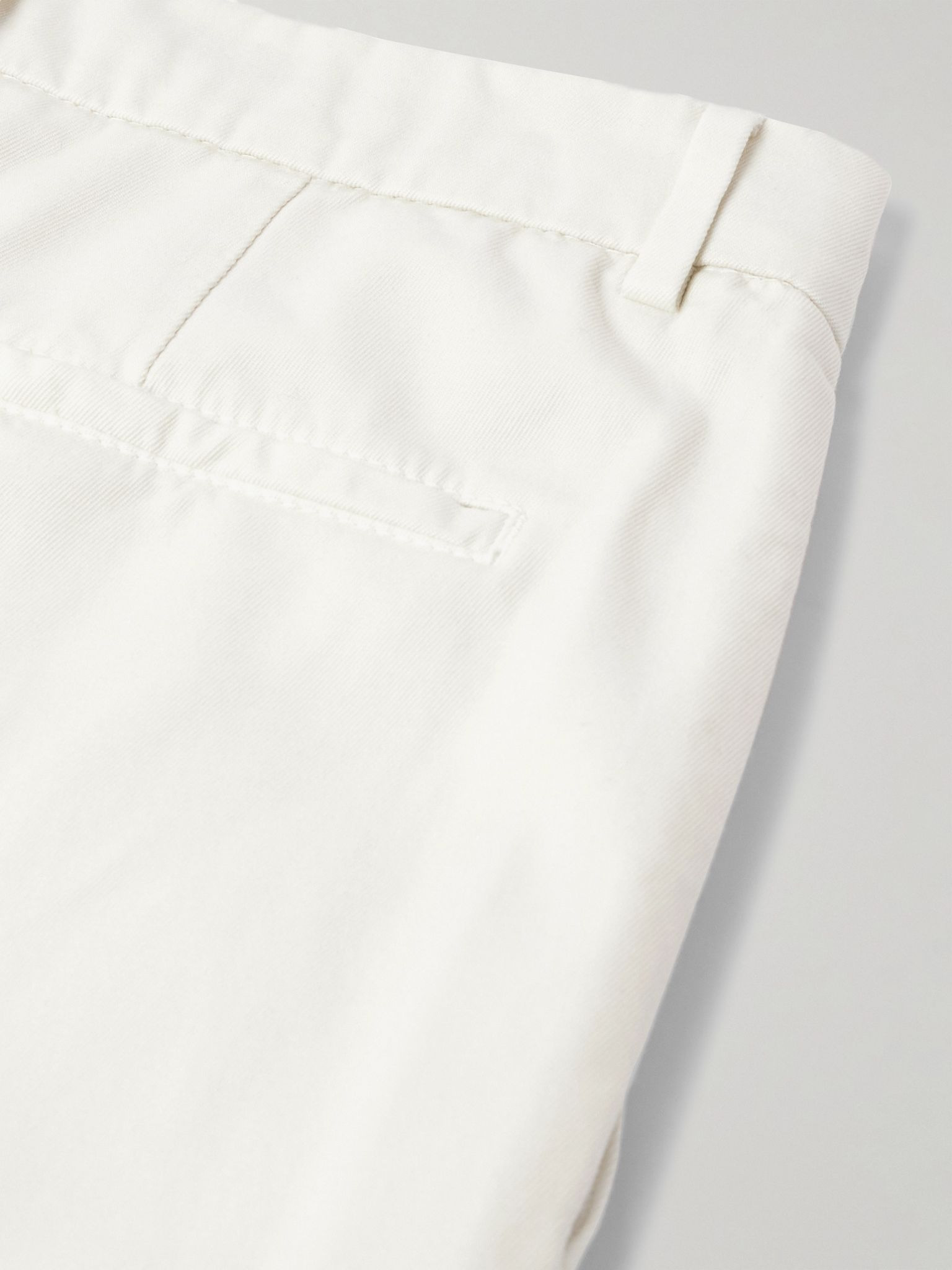 Straight-Leg Pleated Cotton-Twill Trousers White - 5