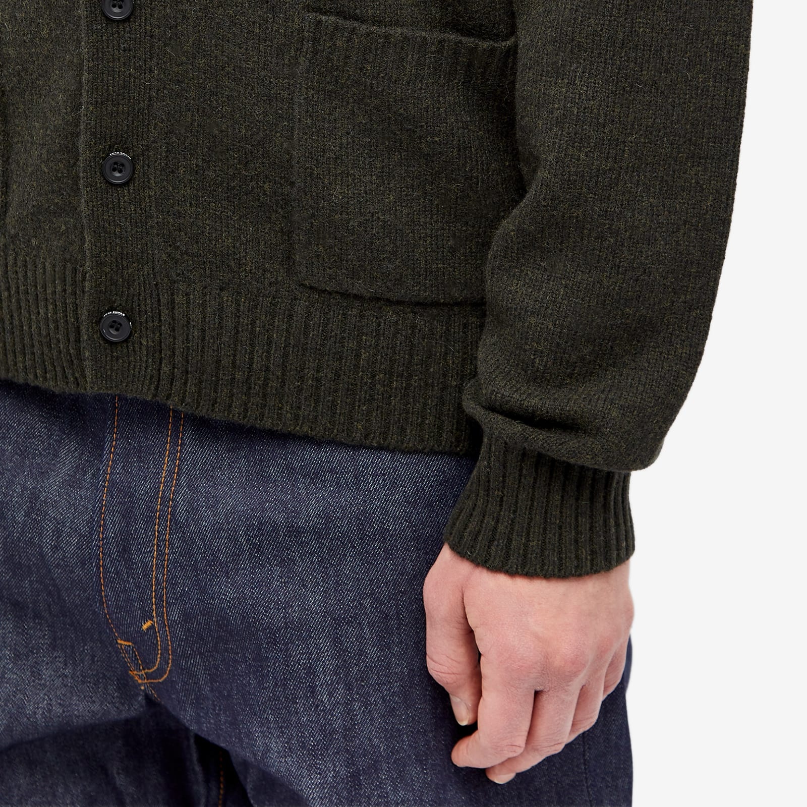 Beams Plus 7G Elbow Patch Cardigan - 5