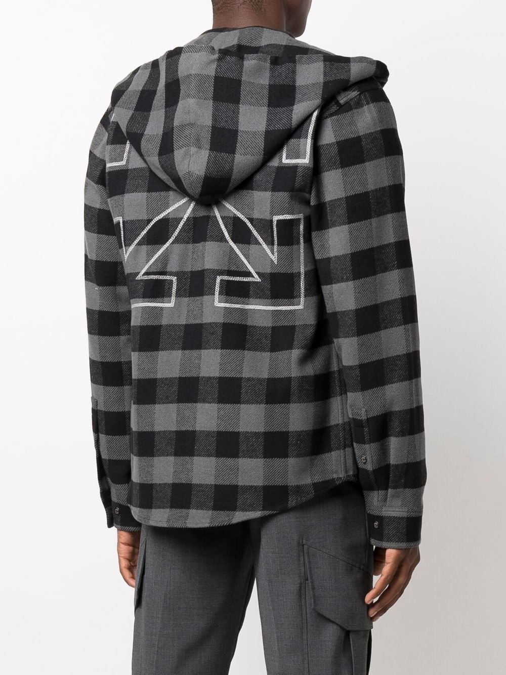 Arrows-print check hoodie shirt - 4