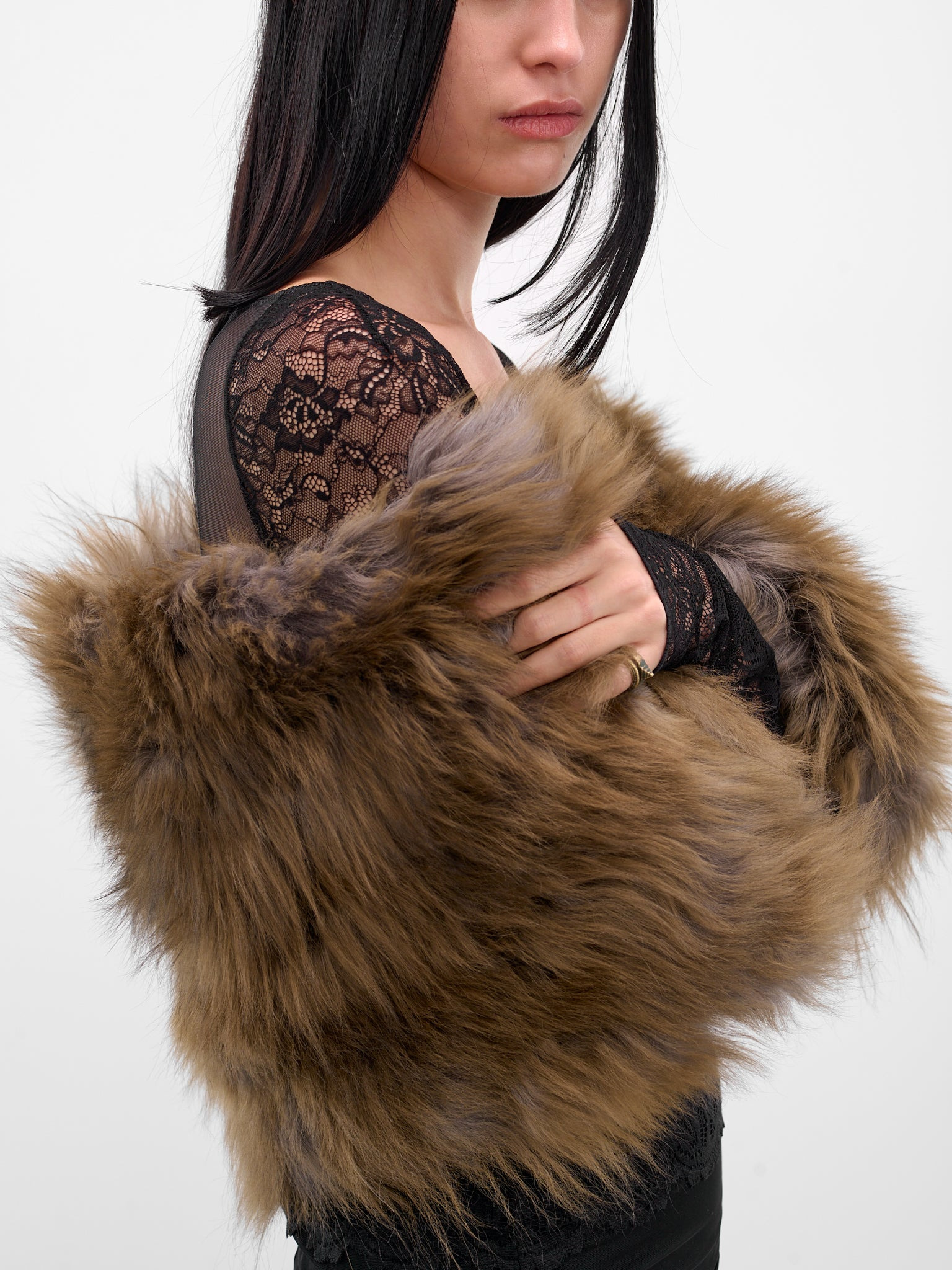 Brown Lamb Fur Stole - 5