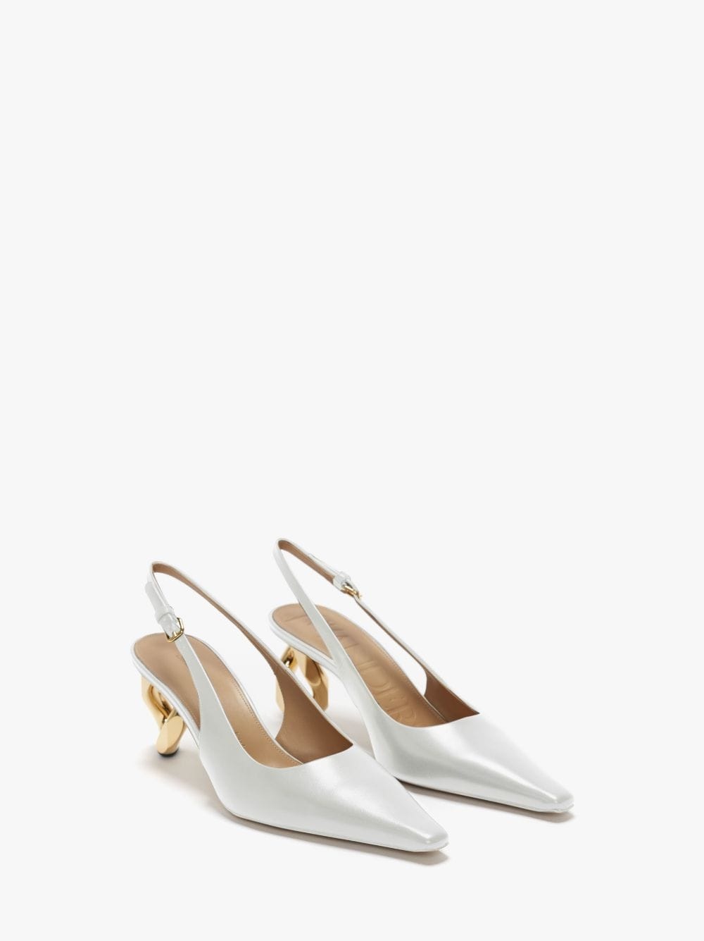 CHAIN HEEL LEATHER SLINGBACK SANDALS - 2