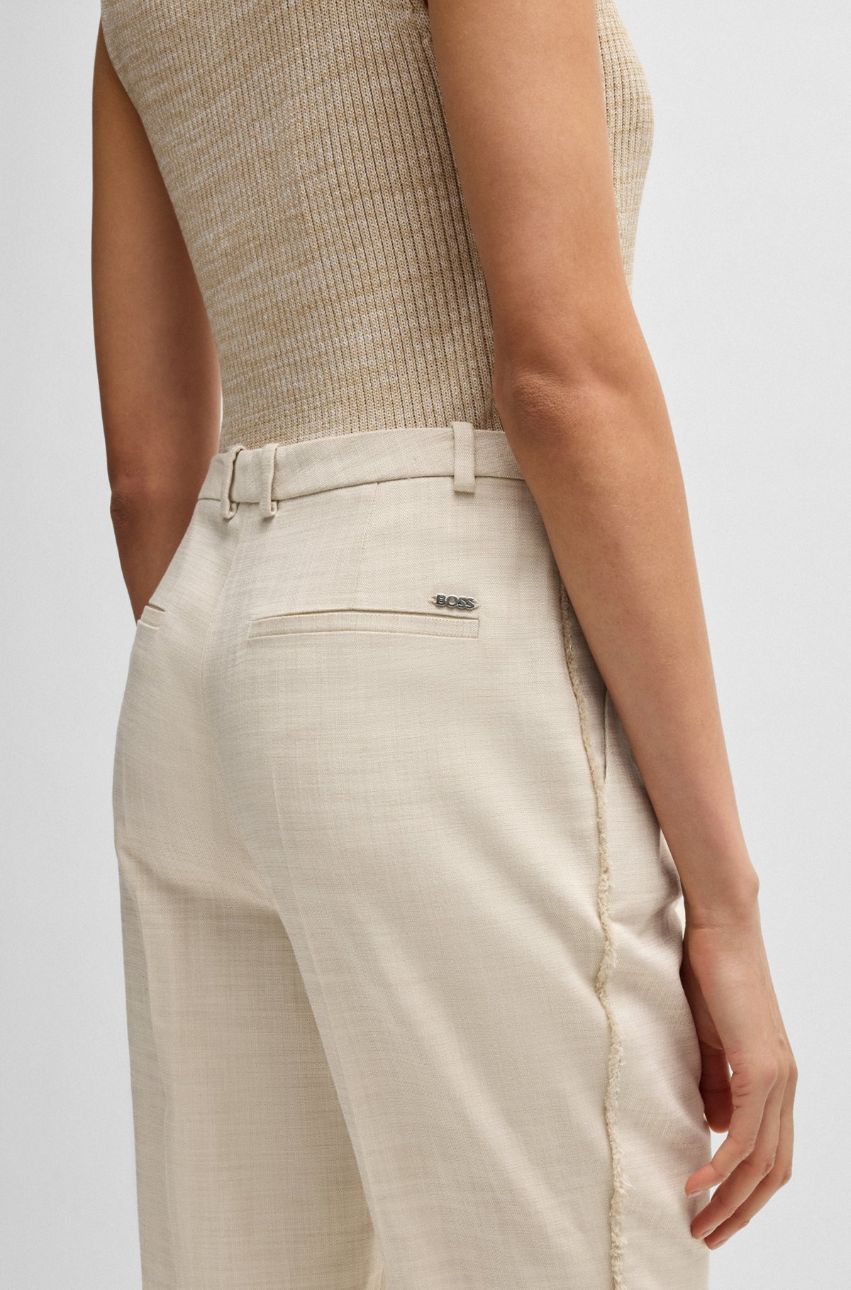 RELAXED-FIT TROUSERS IN MELANGE STRETCH FABRIC - 5