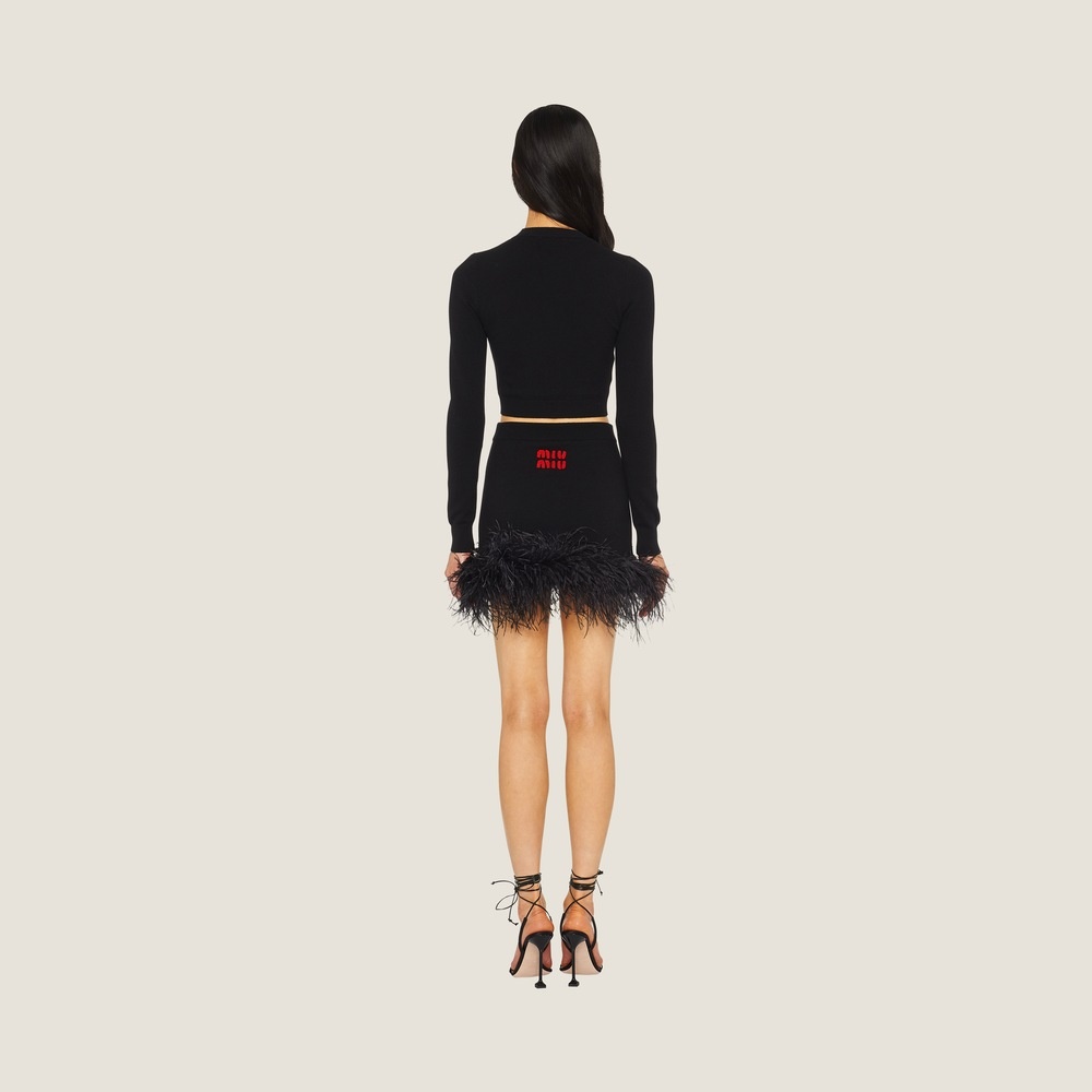Cashmere miniskirt with feathers - 2