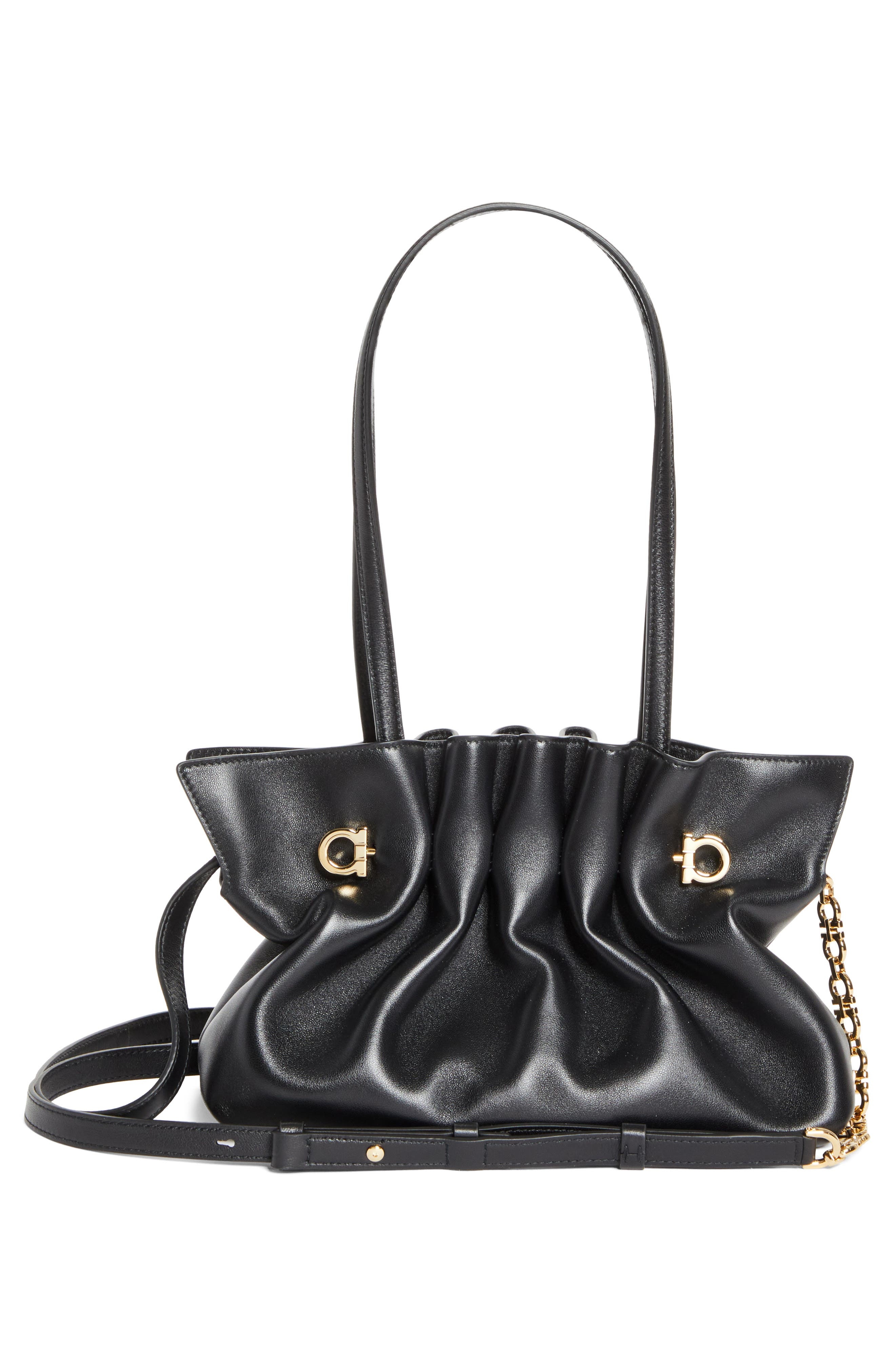 FERRAGAMO Small Gancio Piercing Soft Leather Shoulder Bag in Nero at Nordstrom - 4