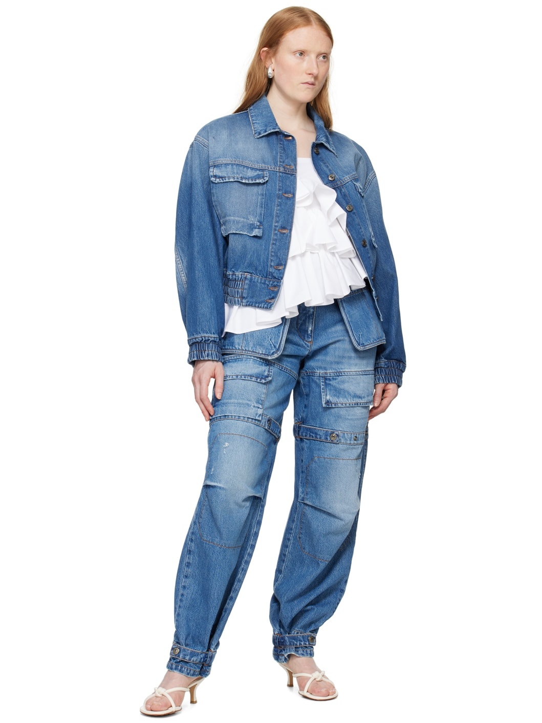 MSGM｜JEANS (3641MDP248L 247292 89) MSGM Blue denim cargo pants | REVERSIBLE