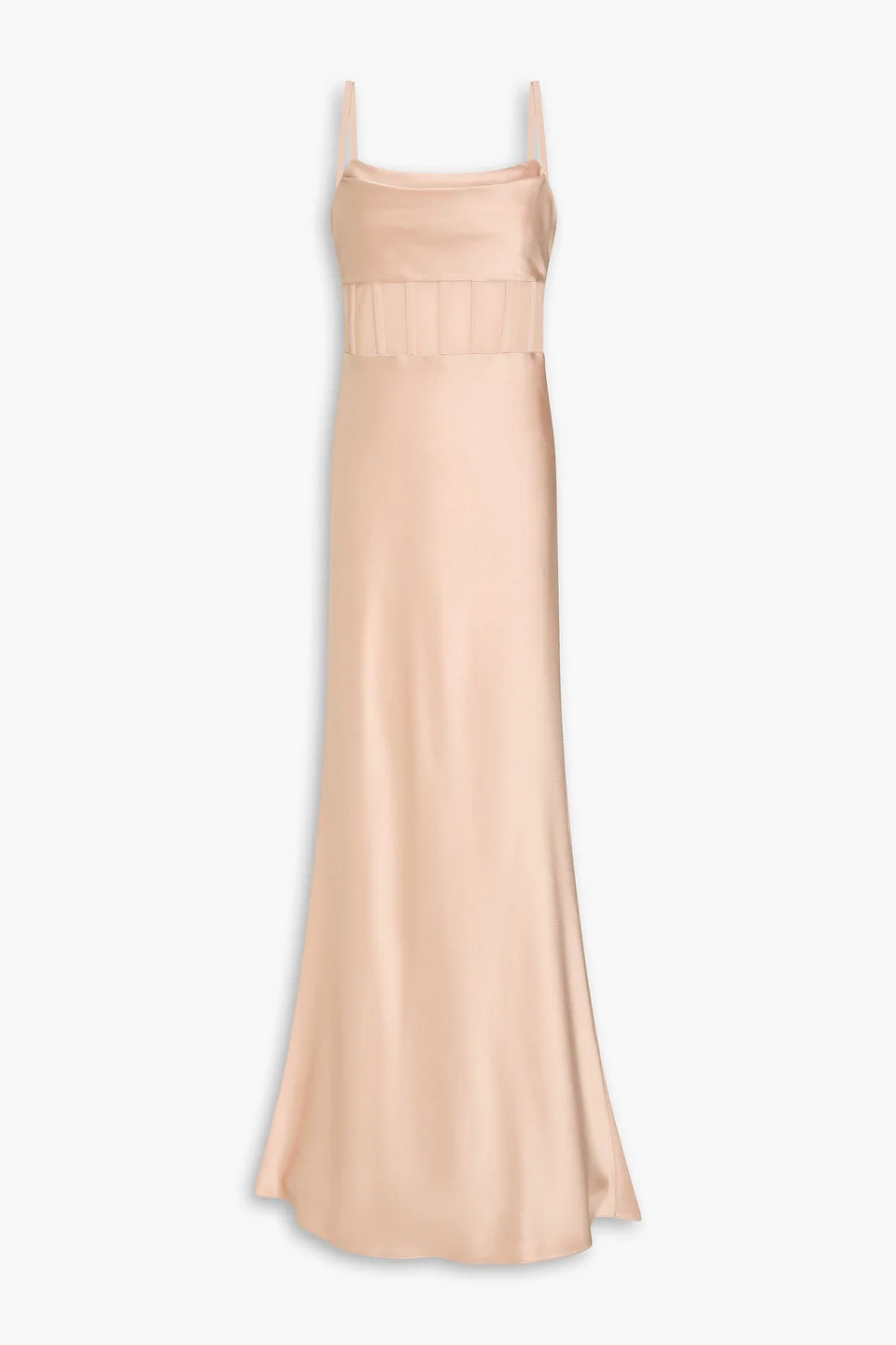 Valentina draped satin-crepe and mesh maxi dress - 1