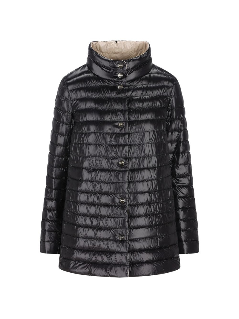 A-shape quilted button puffer jacket 1