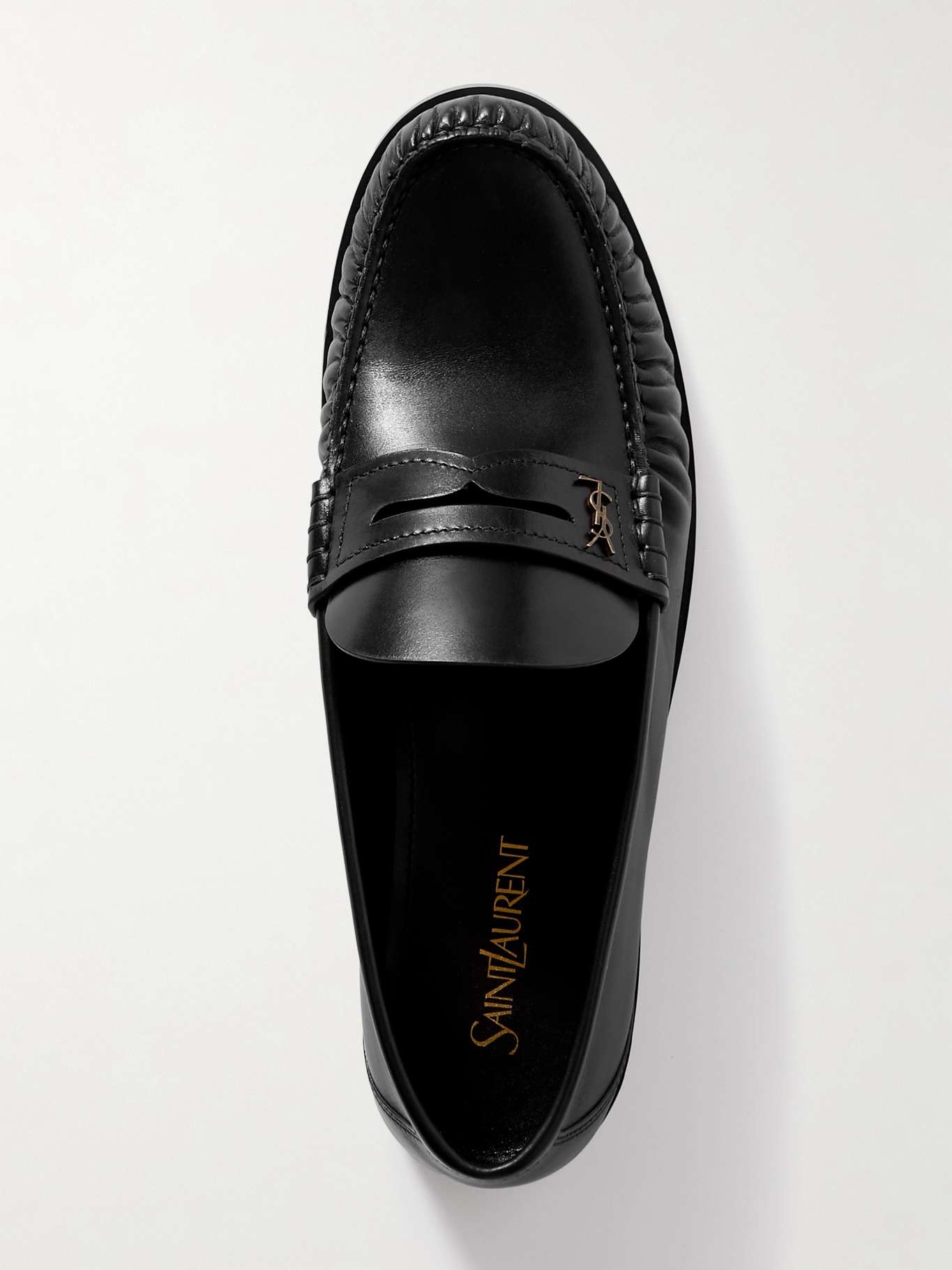 Laurent glossed-leather loafers - 5