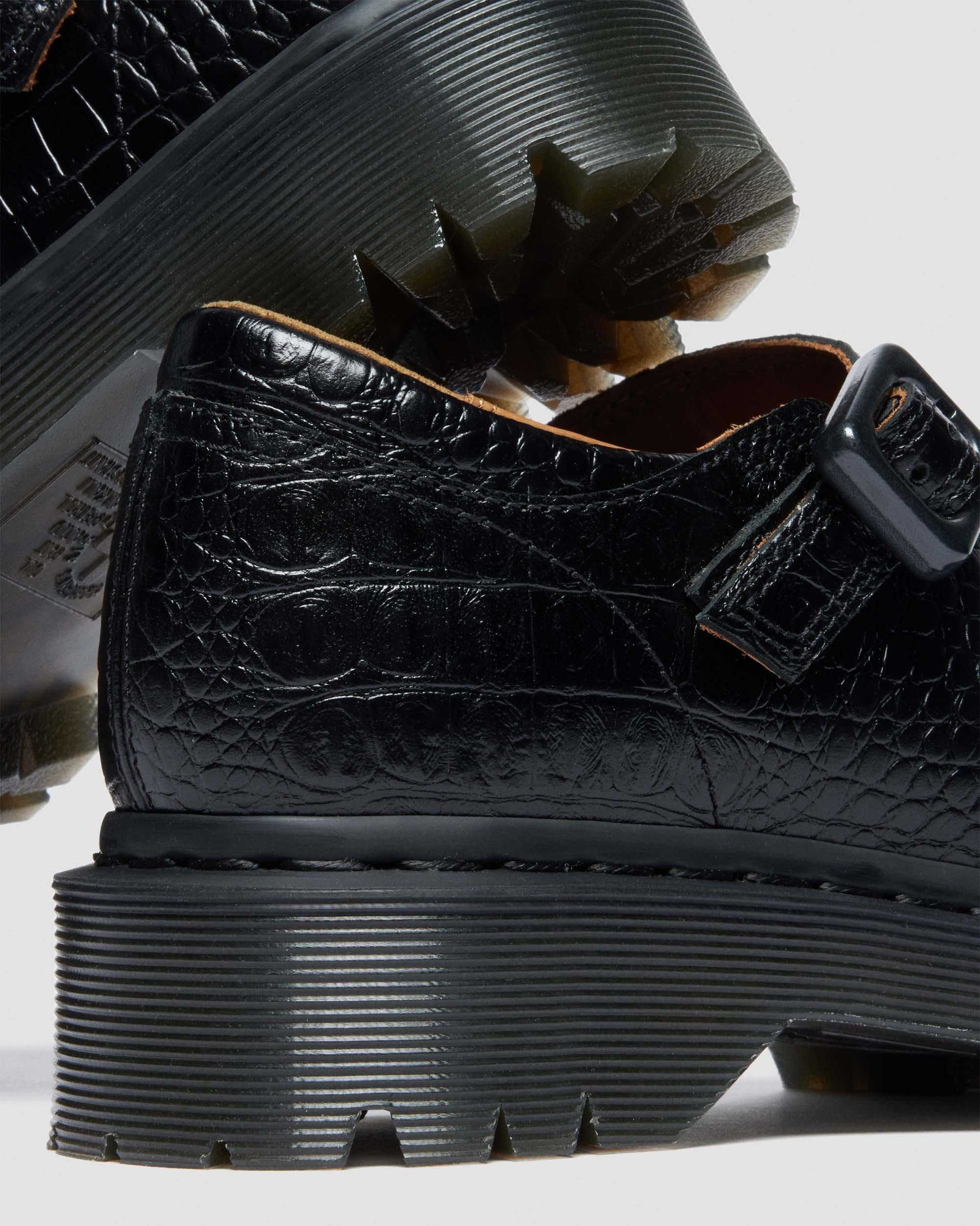 REJENA MARY JANE Croc Emboss Leather Shoes - 7