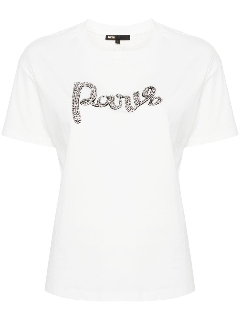 crystal-lettering cotton T-shirt - 1