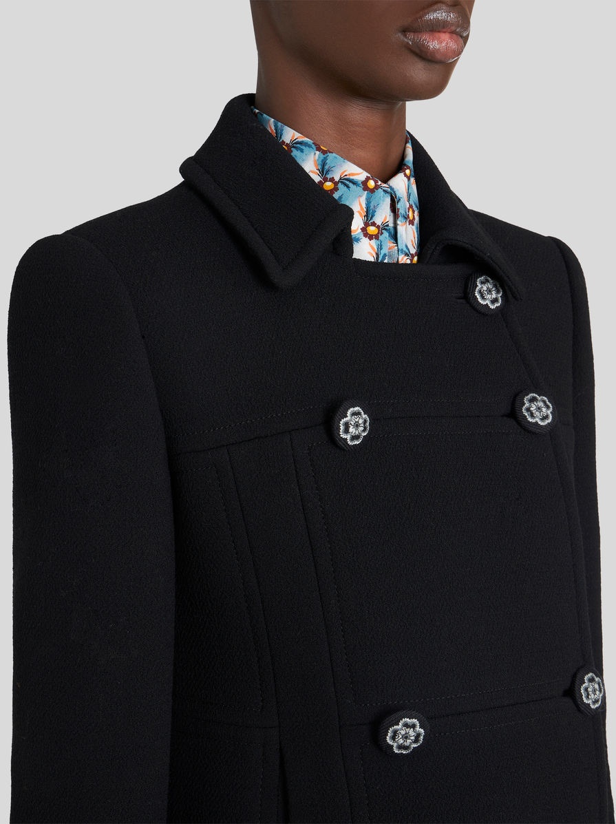 PEACOAT WITH FLORAL BUTTONS - 2