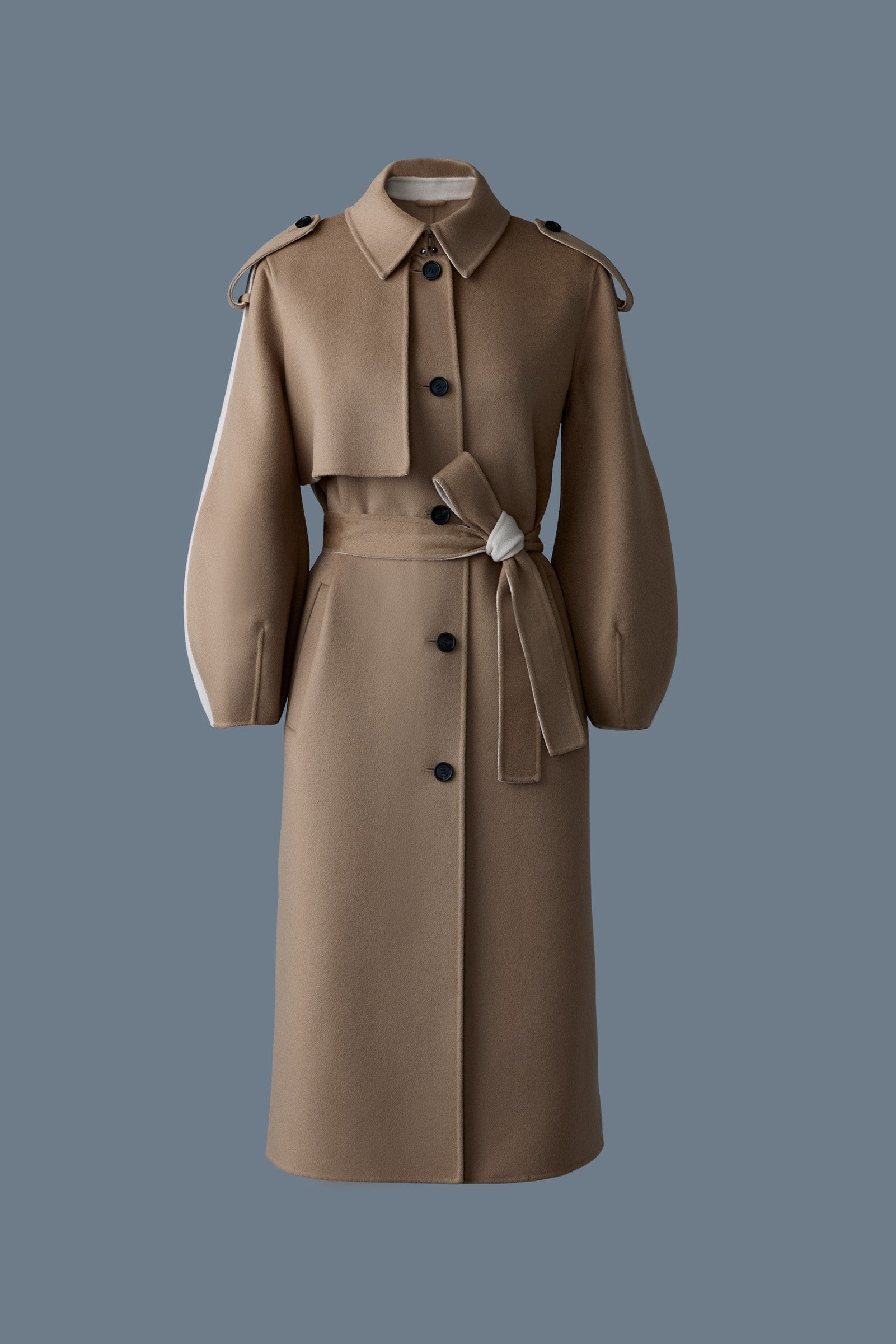 CEYLA Double-Face Wool Coat with Sash Belt - 1