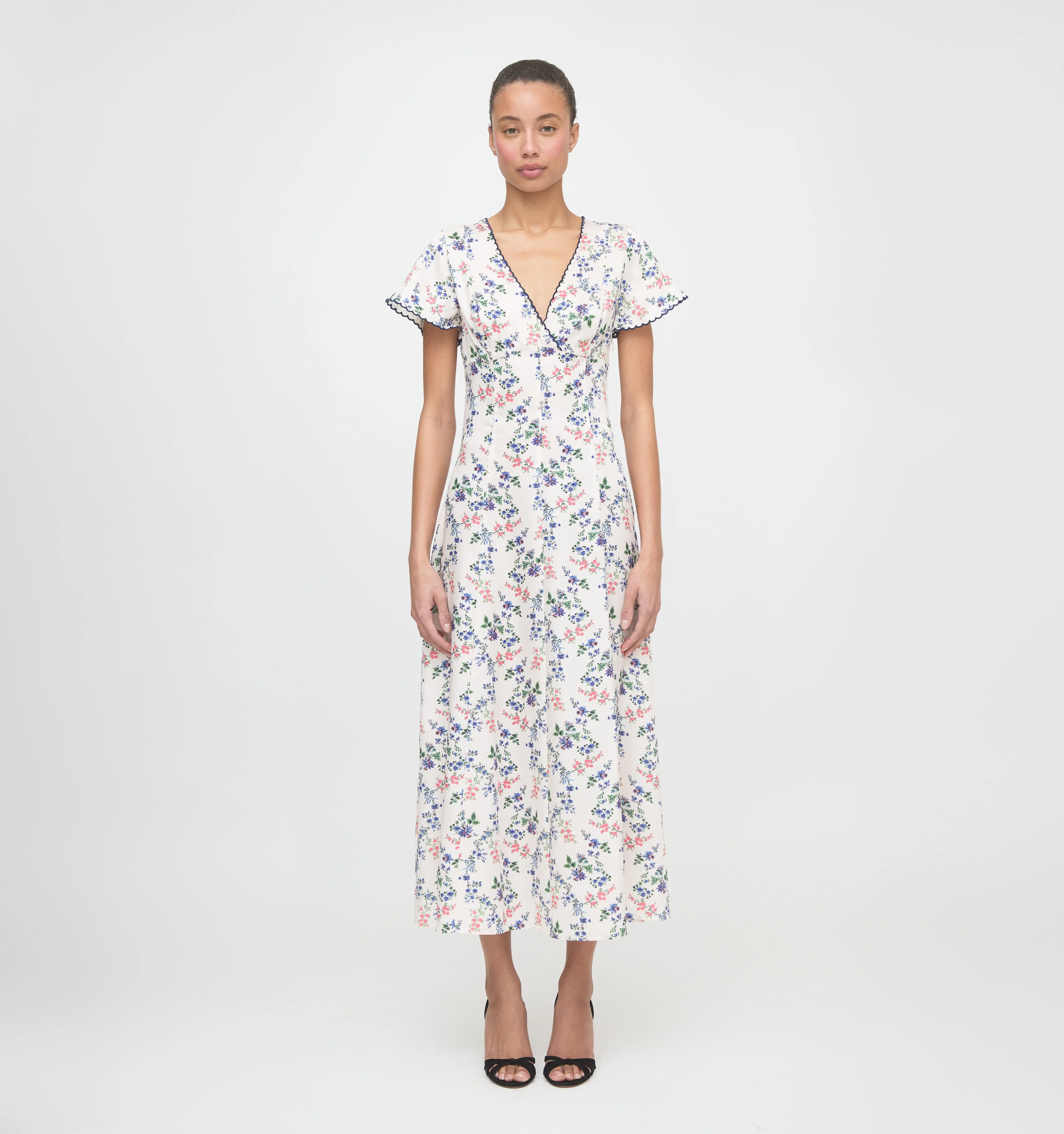 The Brie Dress - Scallop Bow Chintz Pink - 1