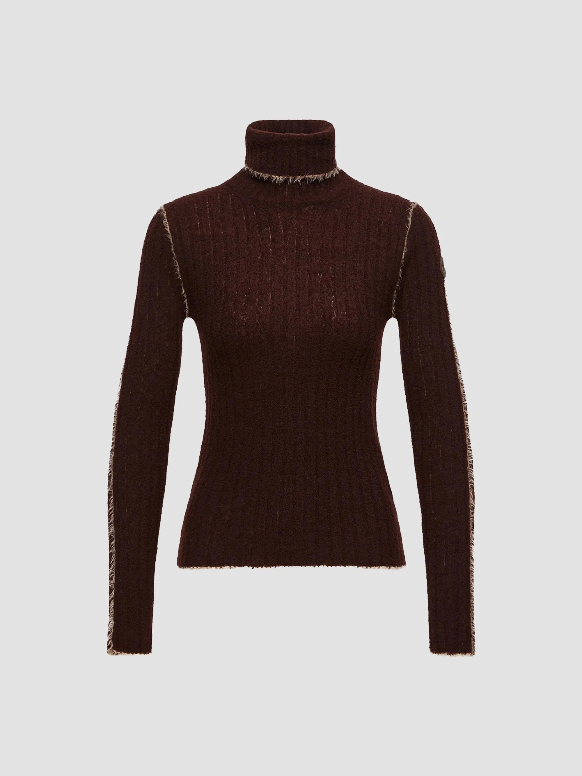 Women's Turtleneck Sweater in Cotton - Brown - 1