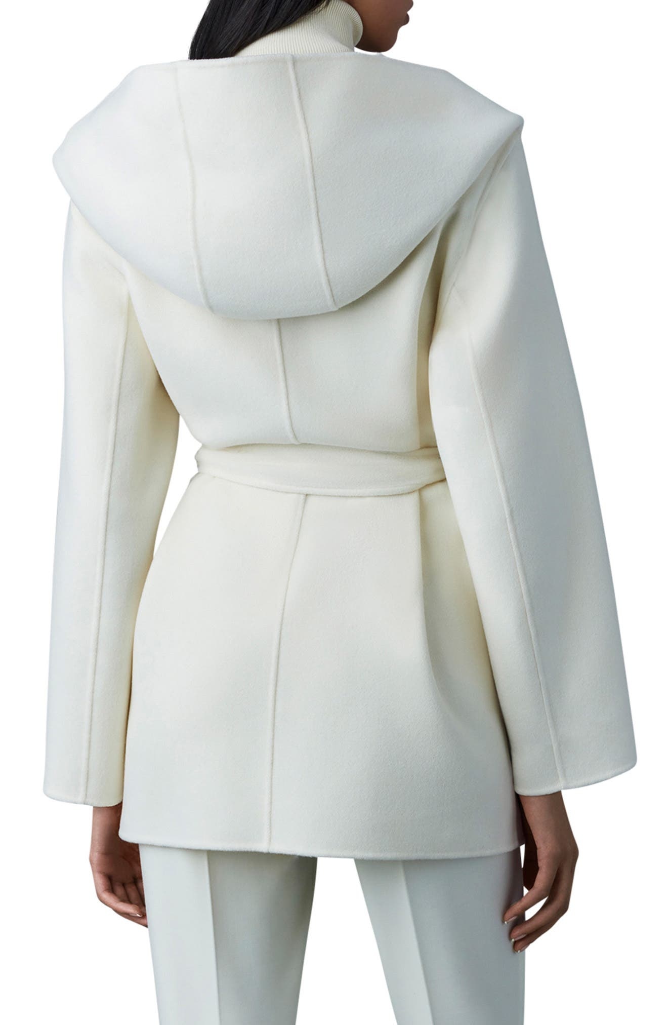 Mackage Azra Belted Double Face Wool Wrap Coat in Cream at Nordstrom - 2