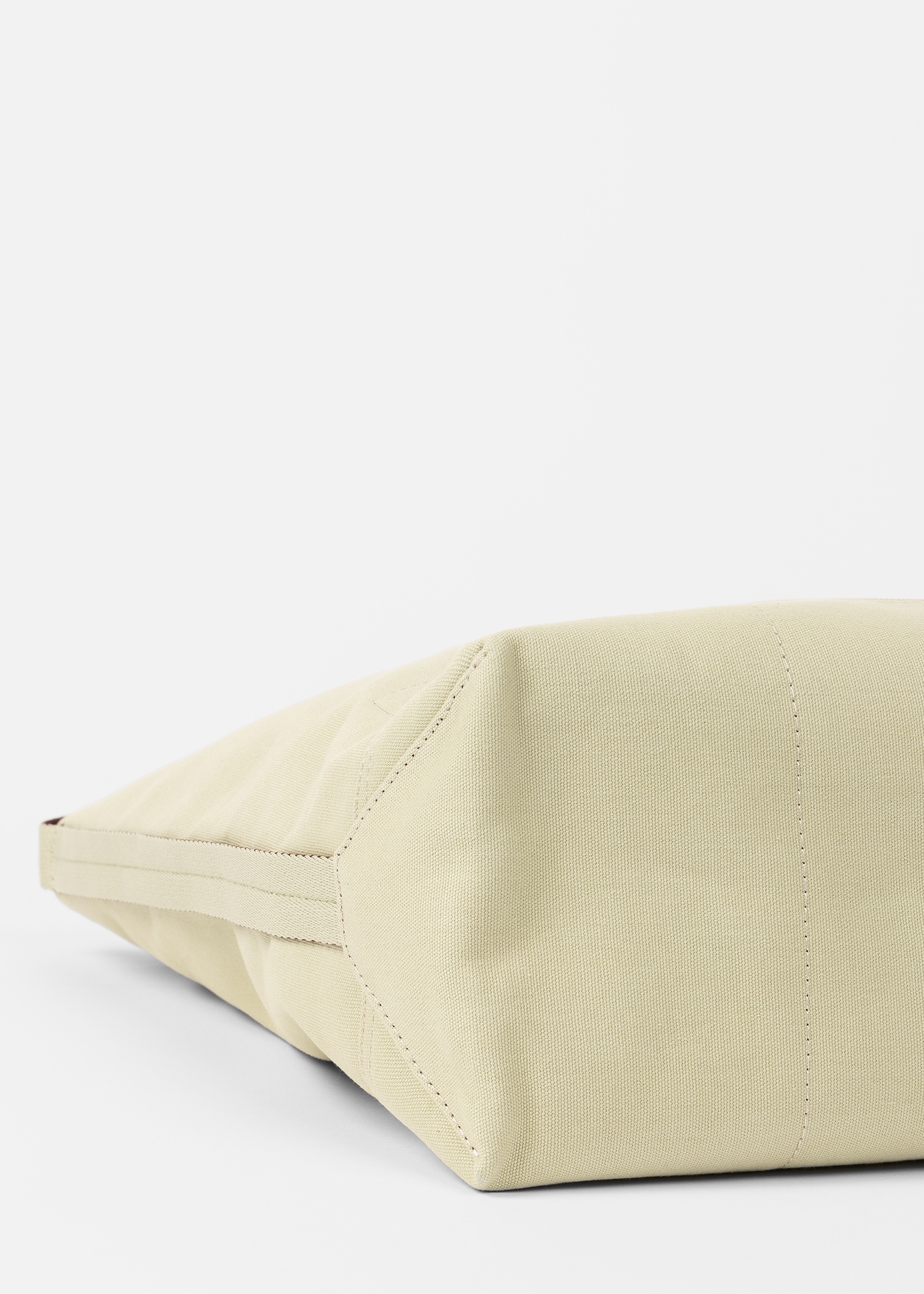 Beige Canvas Reversible Tote Bag With Shoulder Strap - 7