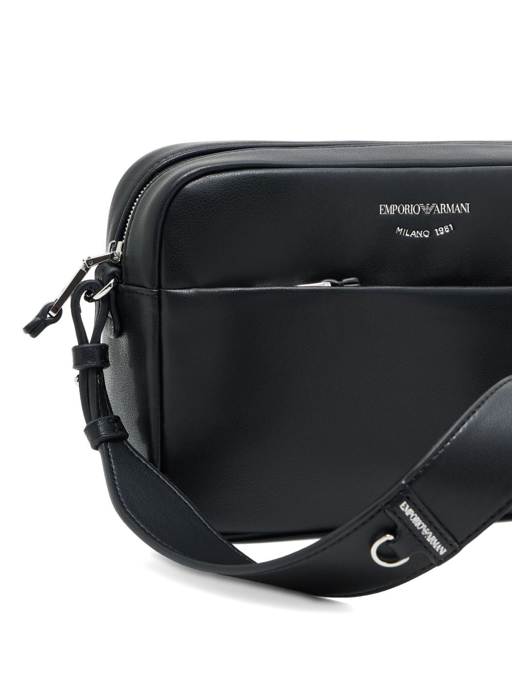logo-print leather shoulder bag - 4