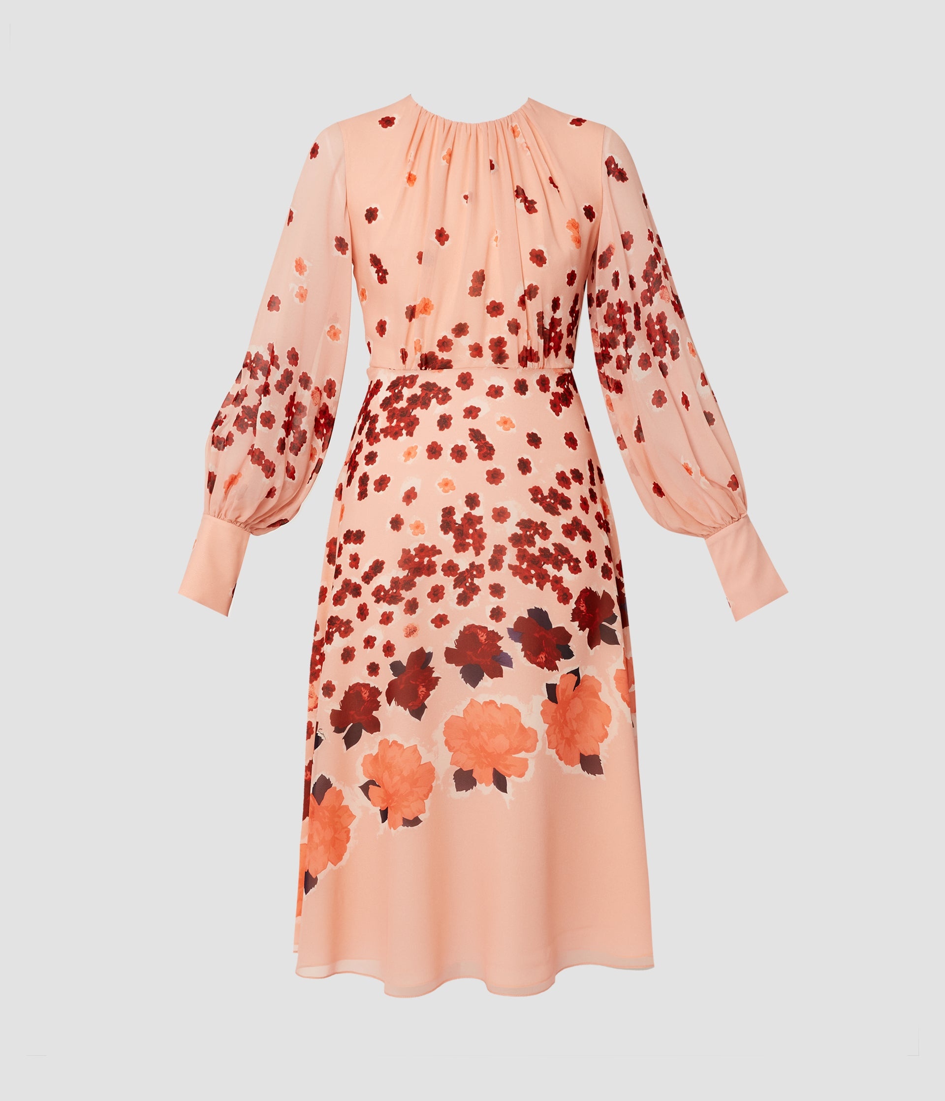 LONG SLEEVE A-LINE MIDI DRESS - 1