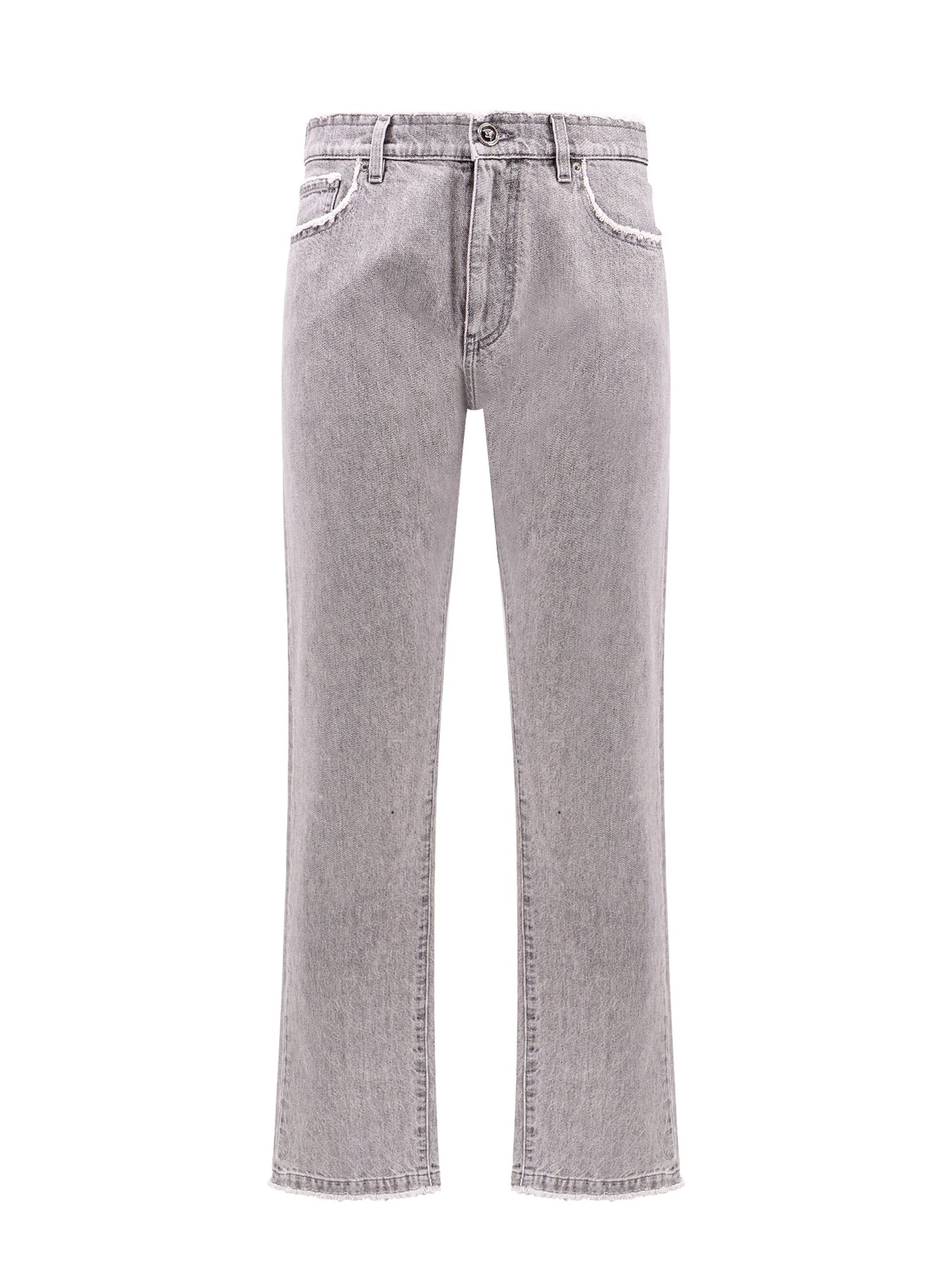 Denim trouser with Versace Milano Stamp embroidery - 1