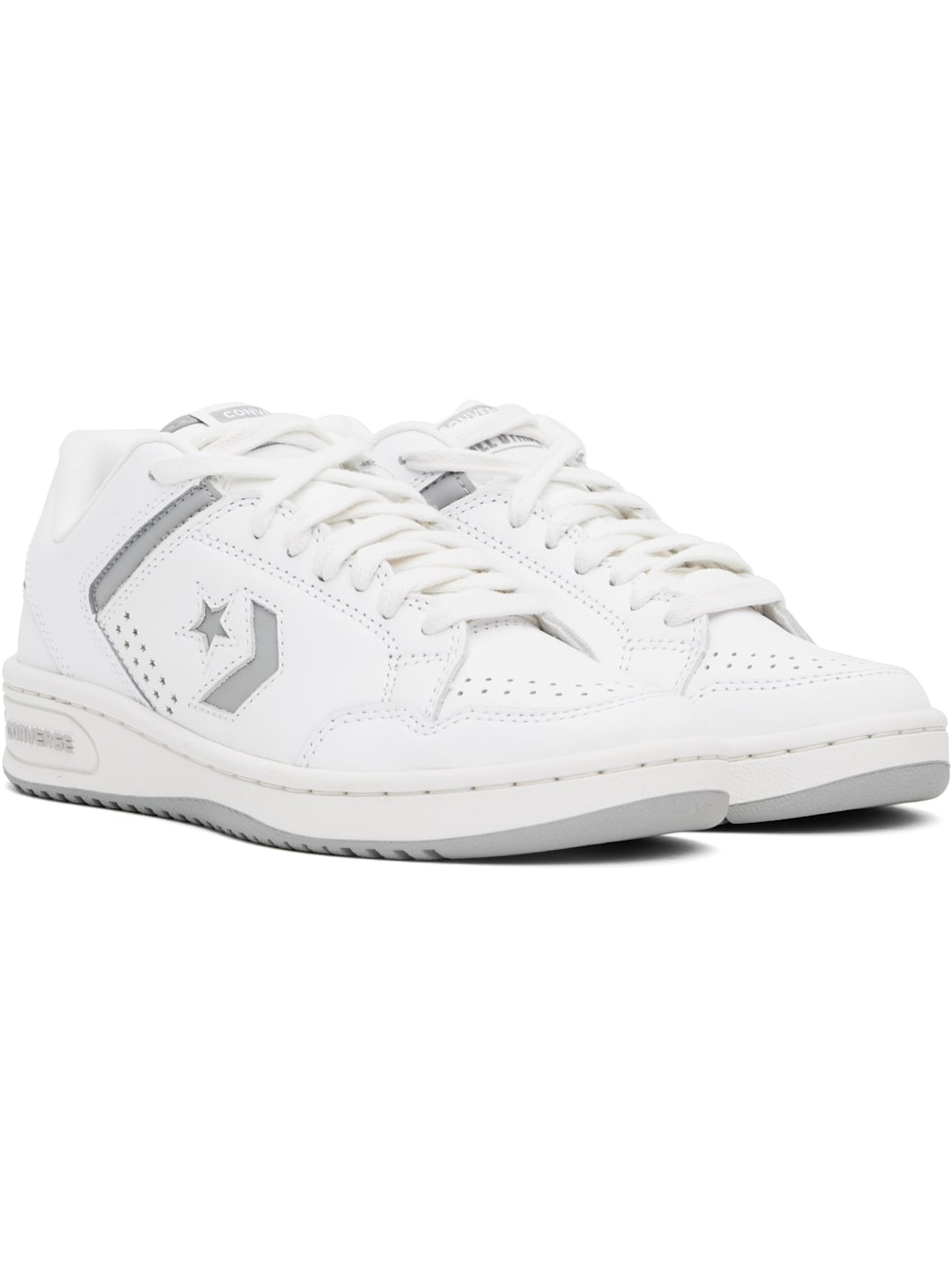 White & Gray Weapon Leather Low Top Sneakers - 4