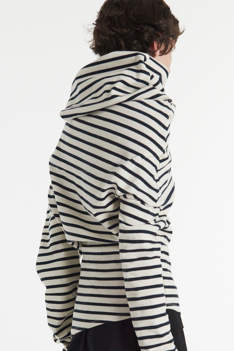 JERSEY COWL NECK DRAPED TOP STRIPE 8