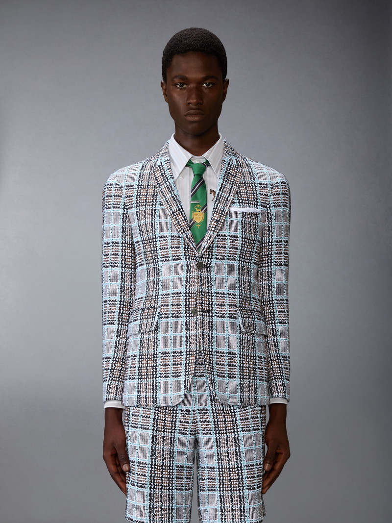 Thom Browne PLAID CHECK SUMMER TWEED WIDE SHOULDER SPORTCOAT outlook