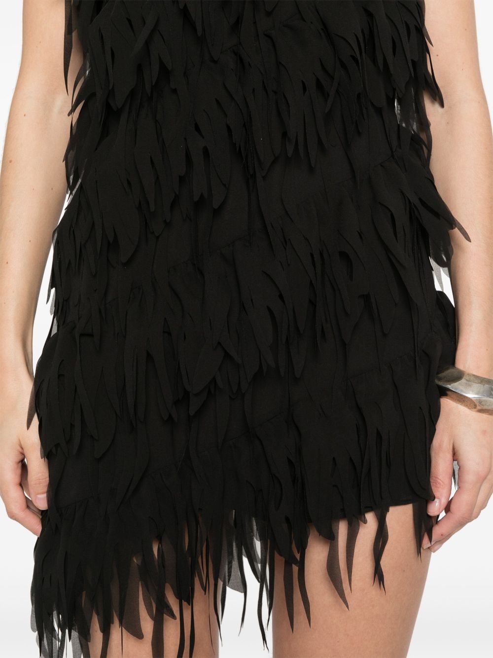 fringed georgette mini dress - 5