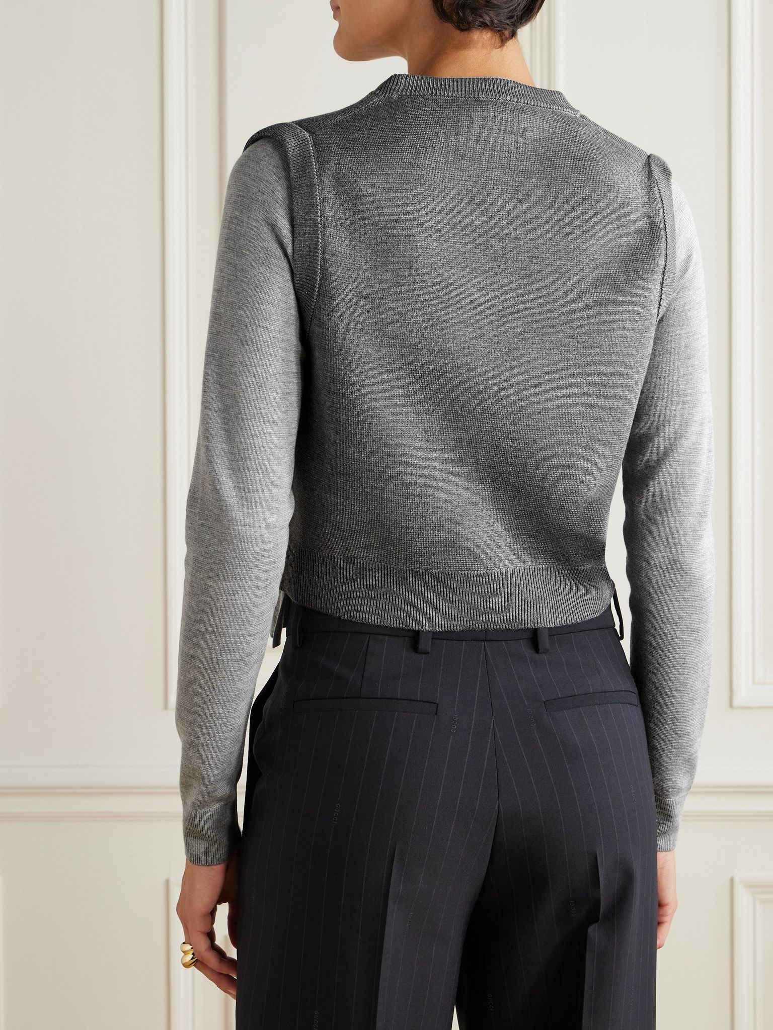 Layered wool and silk-blend sweater Gray - 3