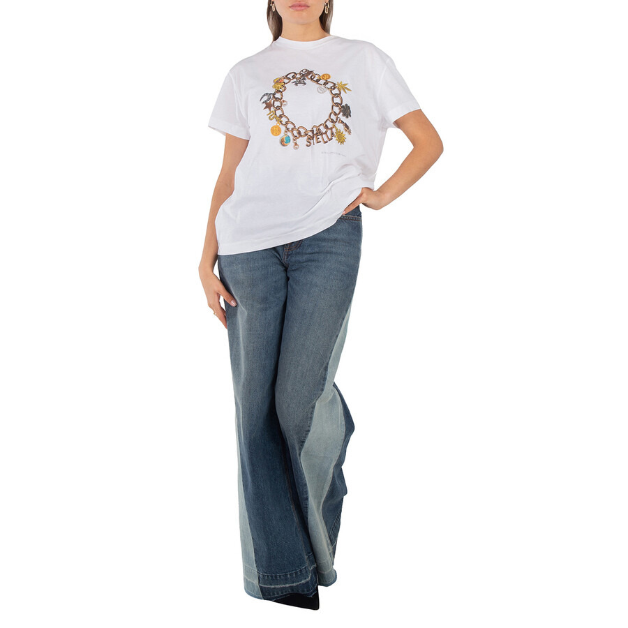 Stella McCartney White Cotton Charm Print T-Shirt - 2
