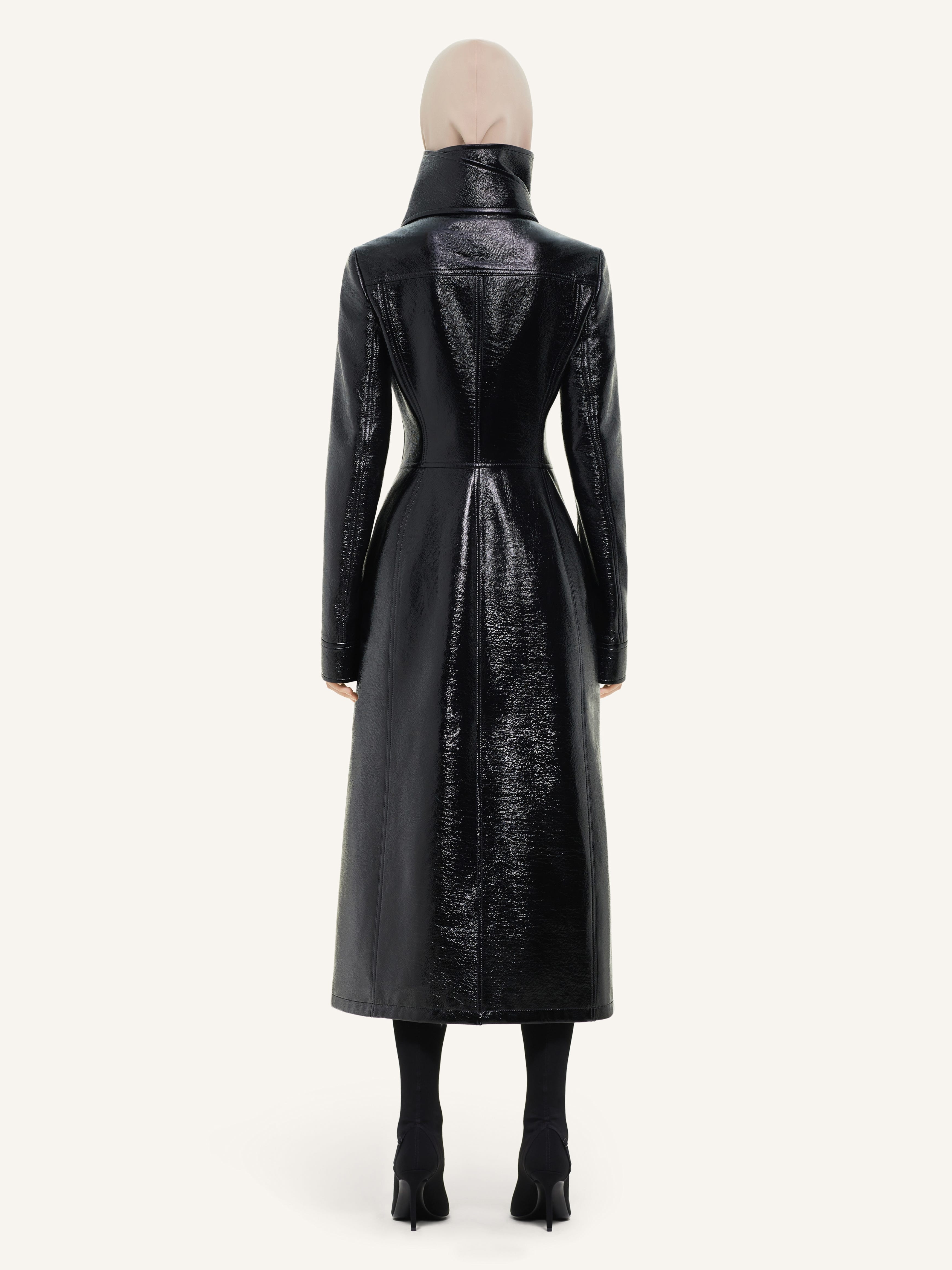 LONG VINYL TRENCH COAT - 3