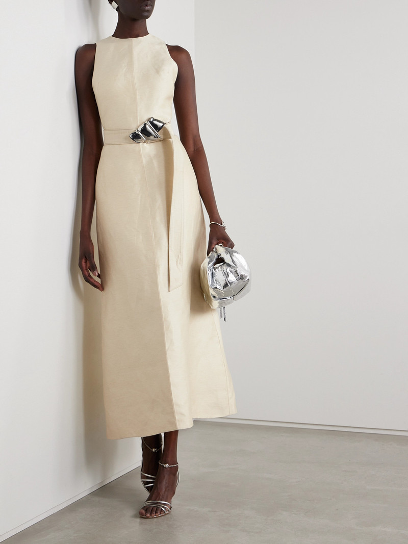 BRANDON MAXWELL The Shiva Paneled Linen And Silk-blend Dupioni Gown outlook