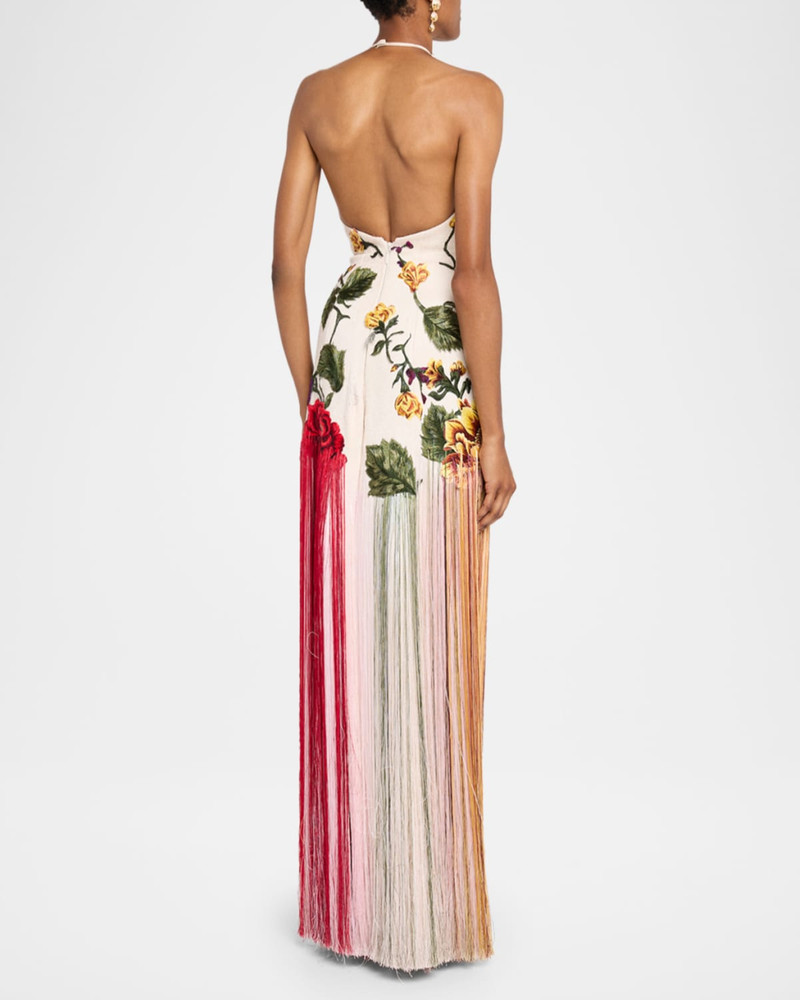 Halter Neck Embroidered Tulle Gown 3