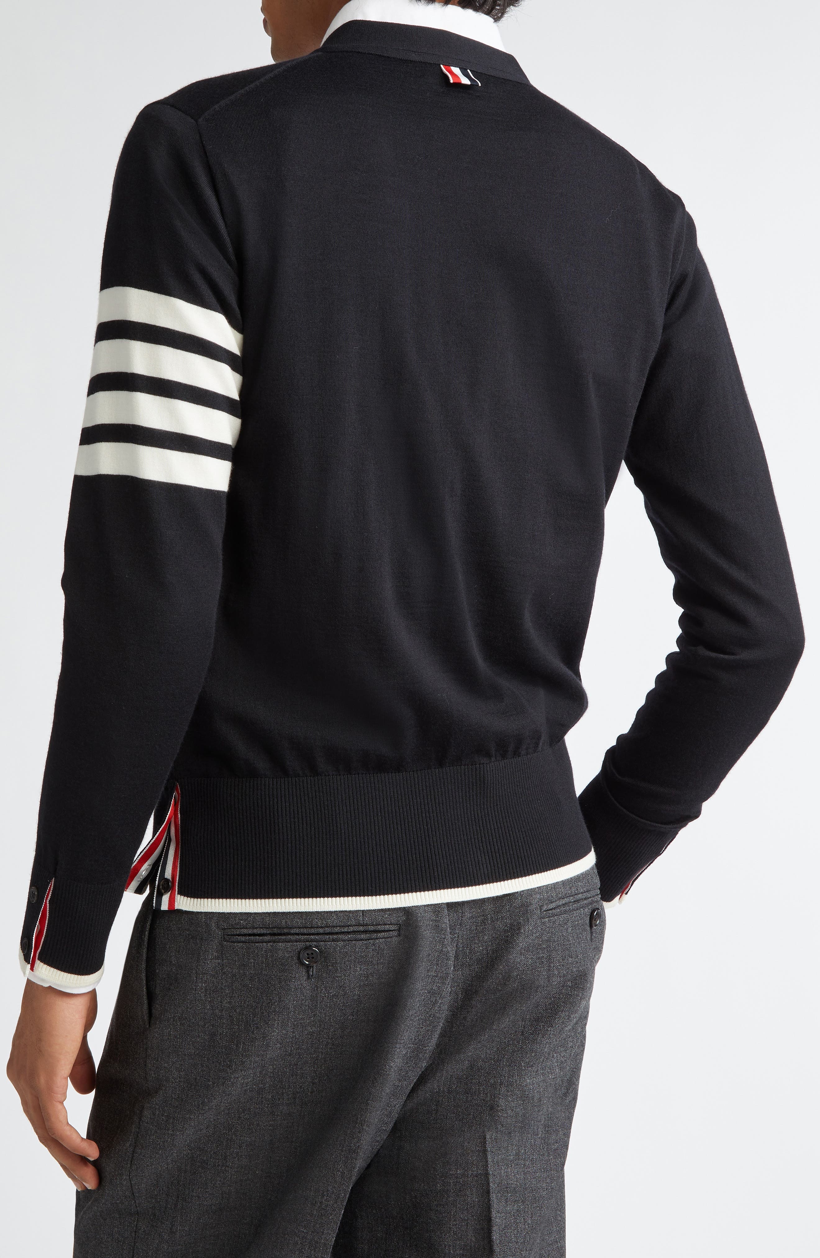 Thom Browne Virgin Wool Cardigan in Black at Nordstrom - 3