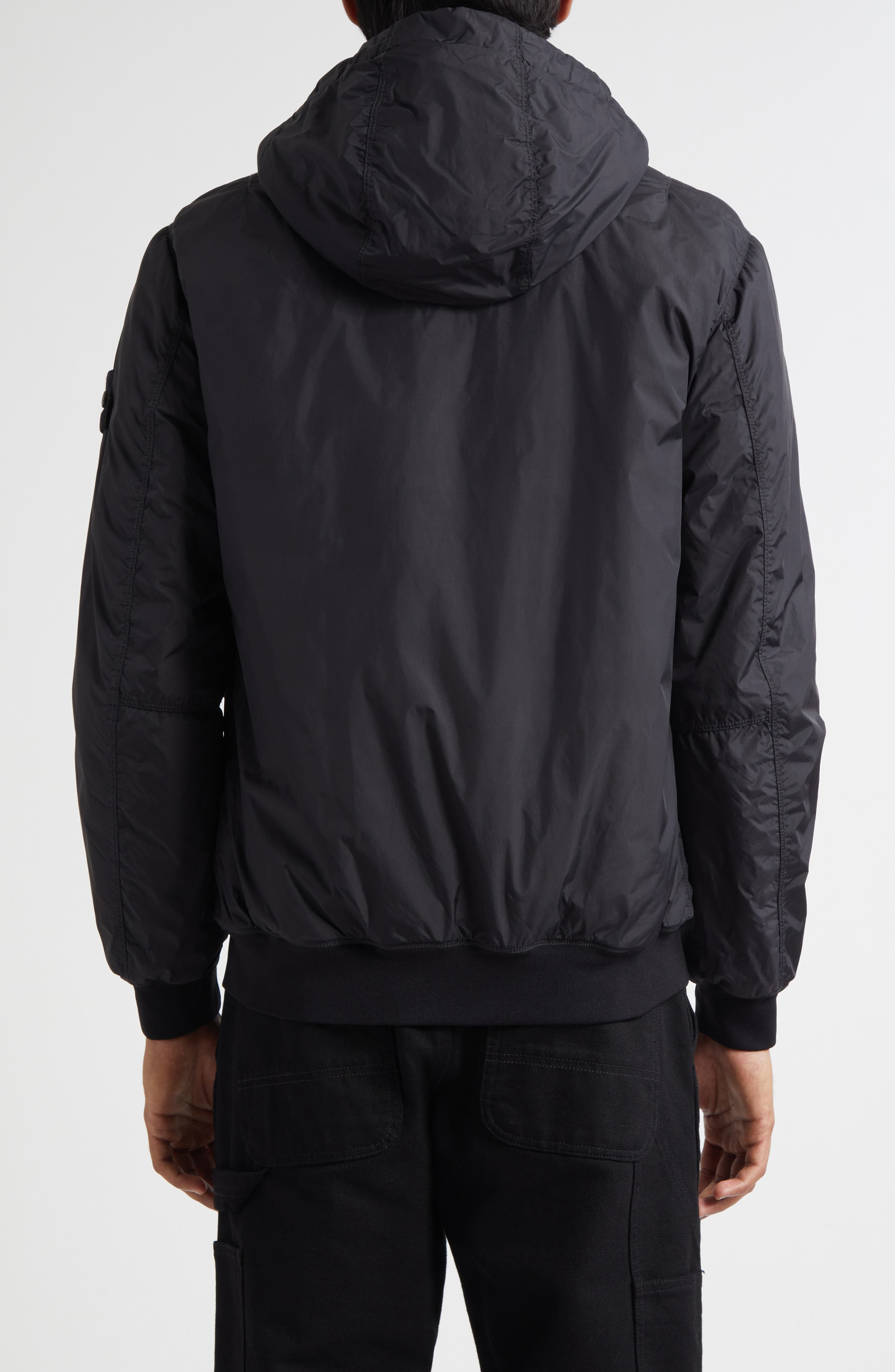 Stone Island Hooded Bomber Jacket in V0029 Black at Nordstrom - 2