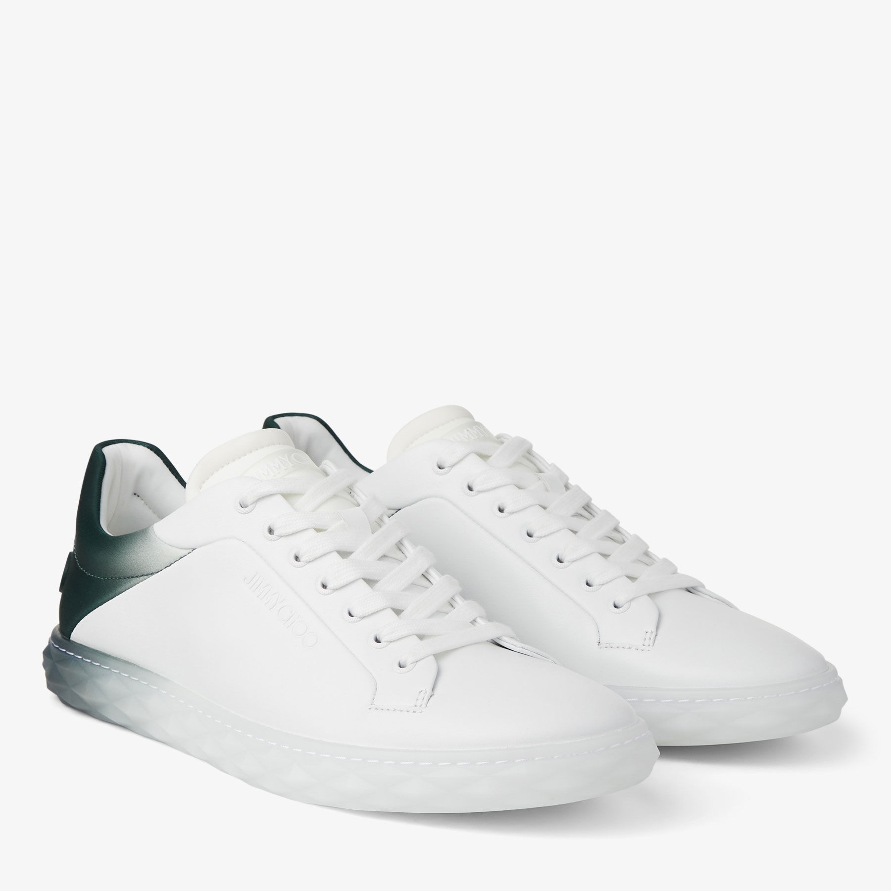 Diamond Light/m Ii
White and Dark Green Leather Mix Low-Top Trainers - 2
