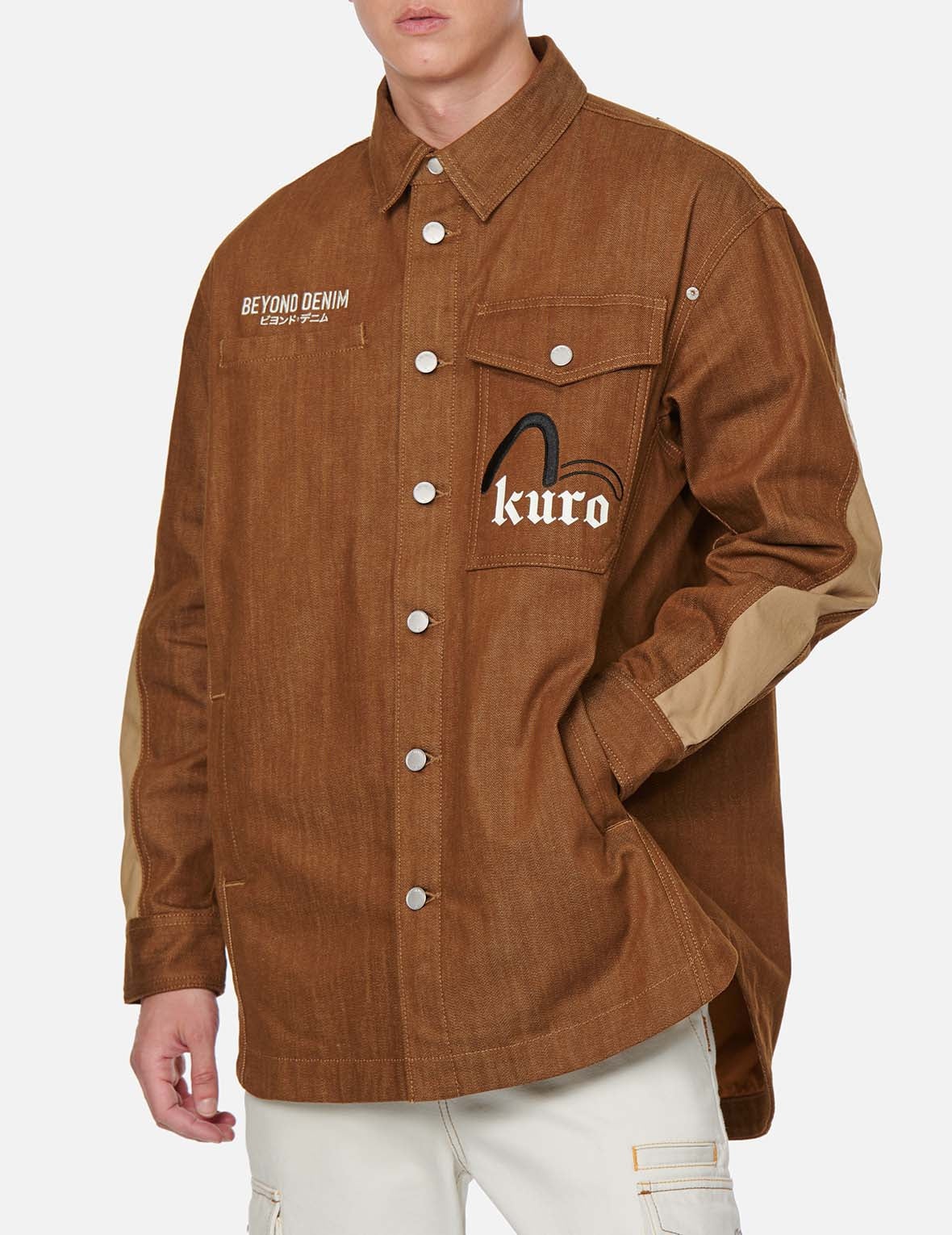 Sashiko Logo Embroidered Denim Shirt Jacket - 4