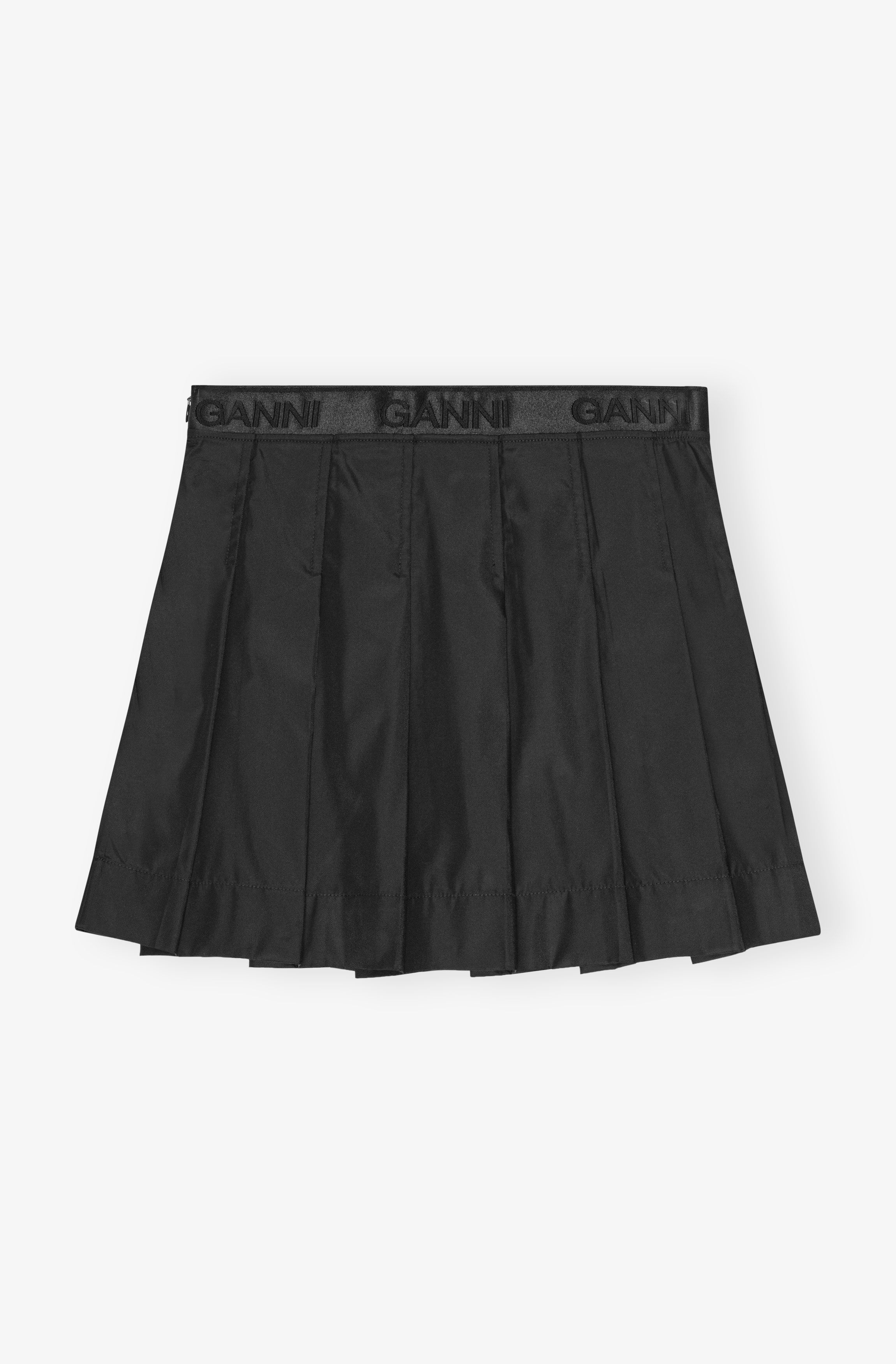 BLACK DUCHESSE NYLON PLEATED MINI SKIRT - 2