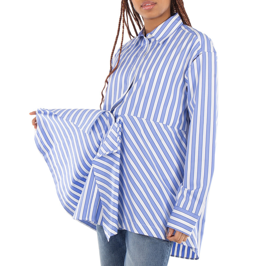 JW Anderson Peplum Drape Striped Shirt - 4
