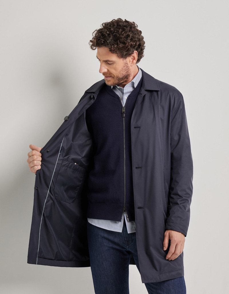 CANALI NUVOLA BLUE TECHNICAL FABRIC RAIN COAT WITH MEMBRANE 6