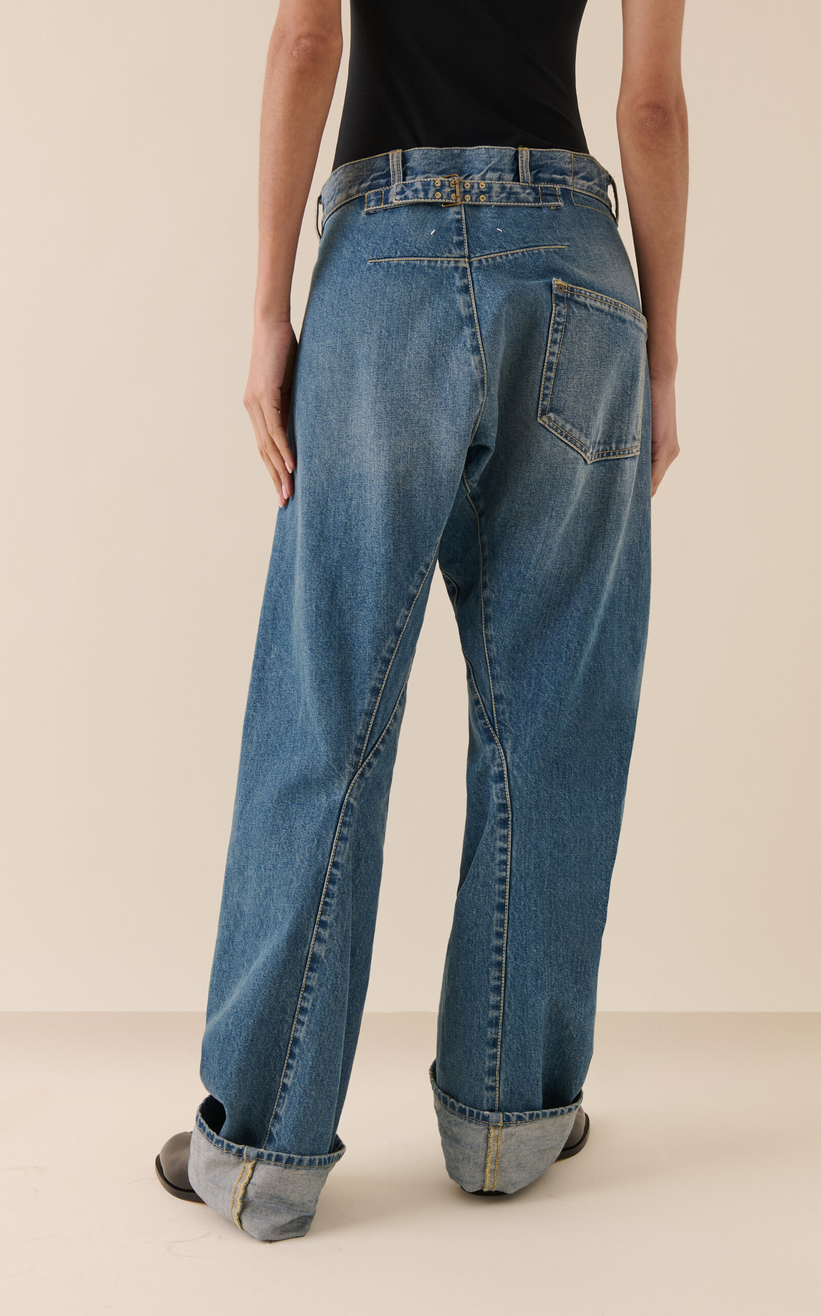 Oversized High-Rise Cotton Wide-Leg Jeans medium wash - 4